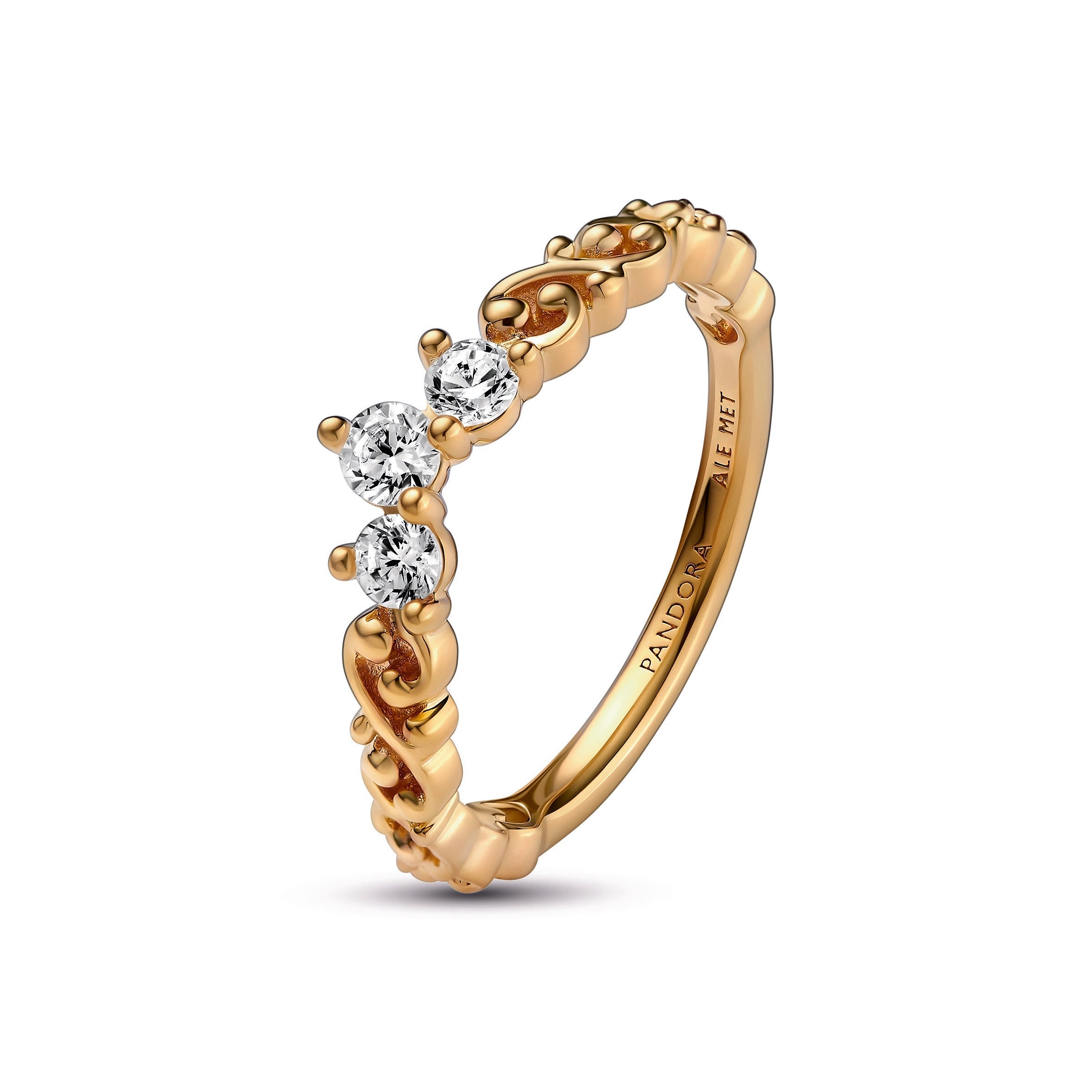 PANDORA Regal Swirl Tiara Ring 14K Gold Plated Unique Metal Blend Rings Statement Ring Jewelry Gift