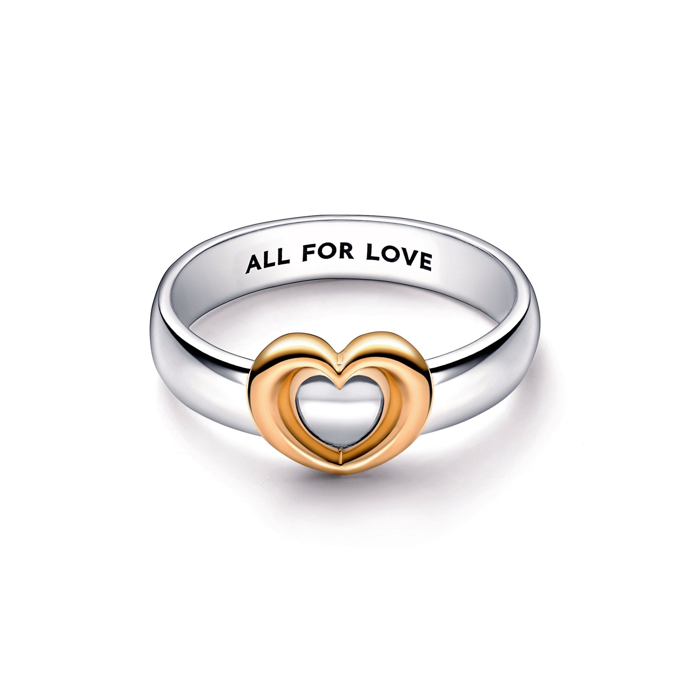 PANDORA Radiant Two-tone Sliding Heart Ring 14K Gold Plated Unique Metal Blend Rings Statement Ring Jewelry Gift