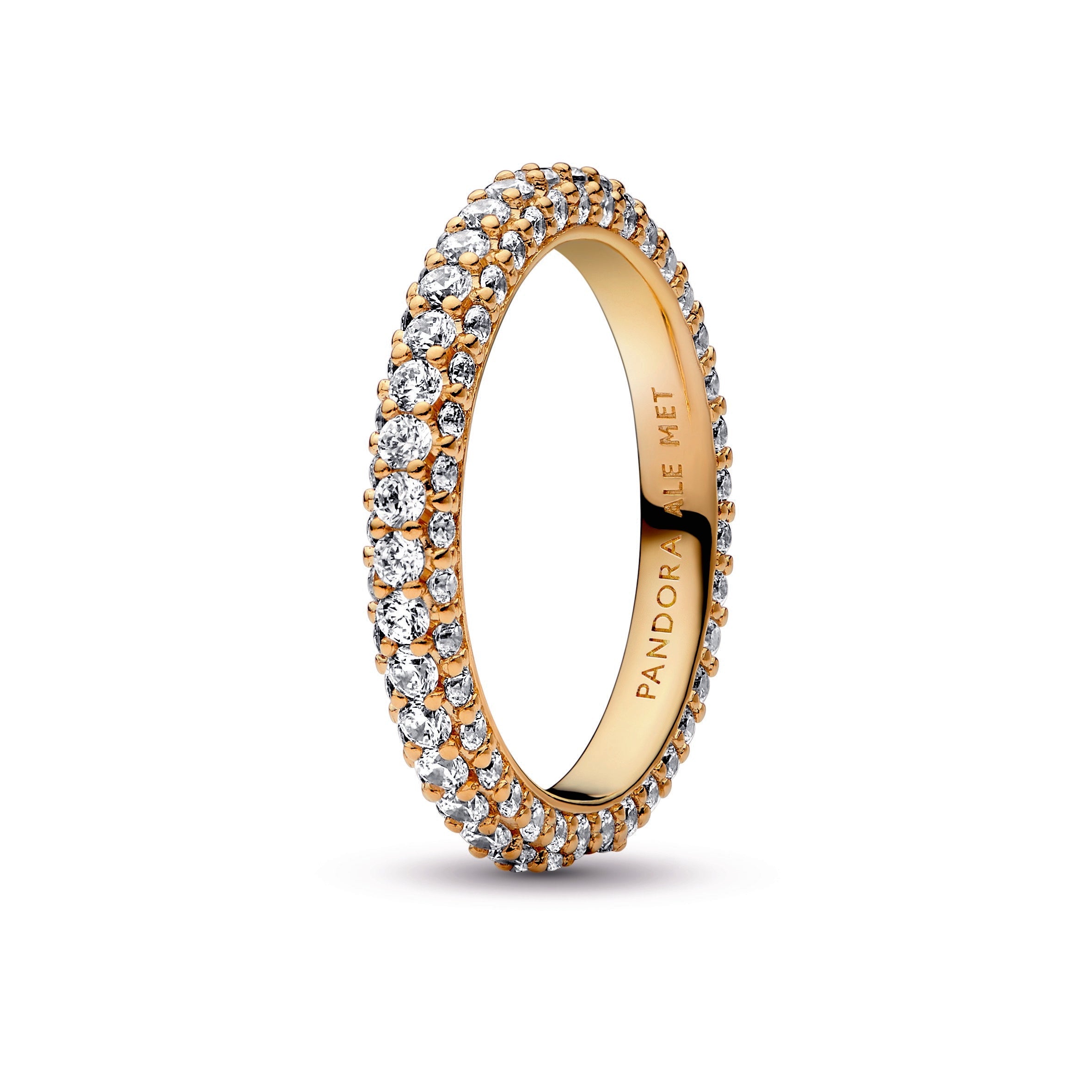 PANDORA Timeless Pavé Single-row Ring 14K Gold Plated Unique Metal Blend Rose Gold Weddings Rings Statement Ring Jewelry Gift