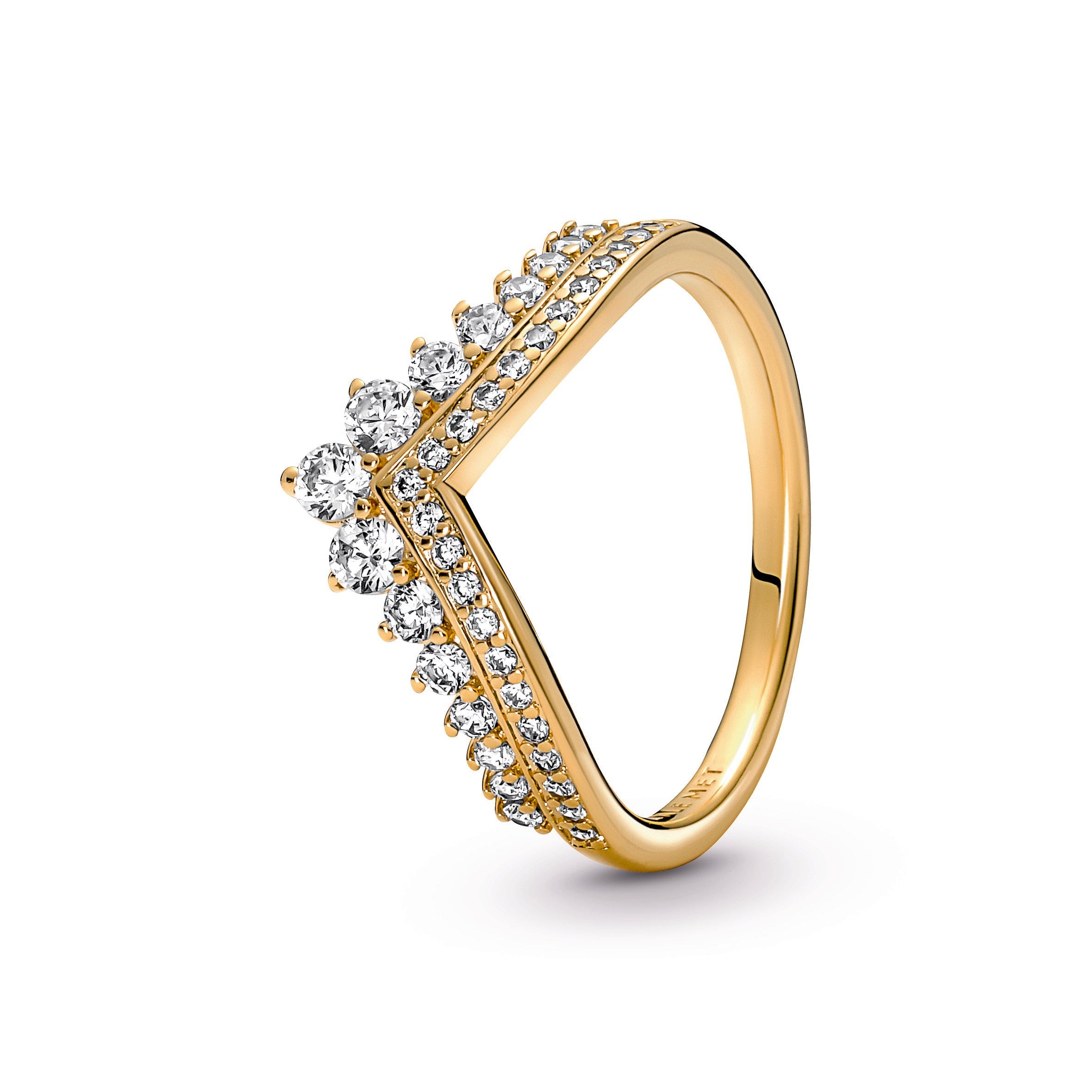 PANDORA Timeless Wish Tiara Ring 14K Gold Plated Unique Metal Blend Weddings Rings Statement Ring Jewelry Gift