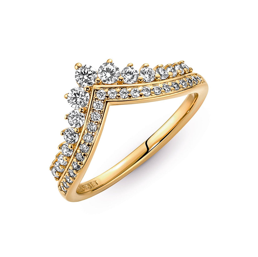PANDORA Timeless Wish Tiara Ring 14K Gold Plated Unique Metal Blend Weddings Rings Statement Ring Jewelry Gift
