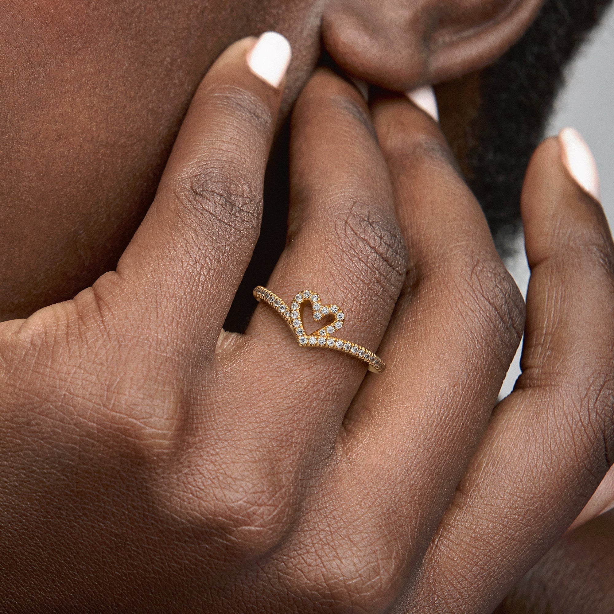 PANDORA Timeless Wish Sparkling Heart Ring 14K Gold Plated Unique Metal Blend Love Rings Statement Ring Jewelry Gift