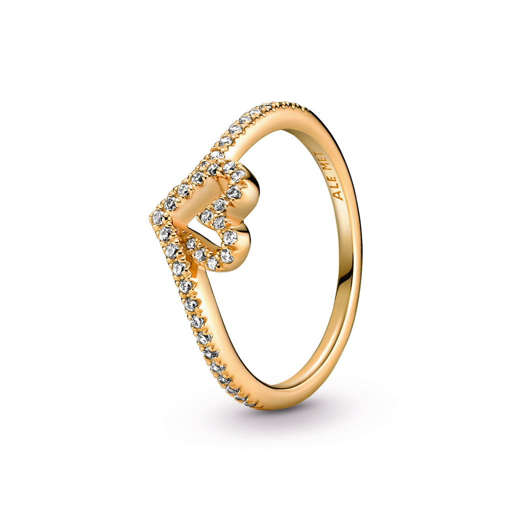 PANDORA Timeless Wish Sparkling Heart Ring 14K Gold Plated Unique Metal Blend Love Rings Statement Ring Jewelry Gift