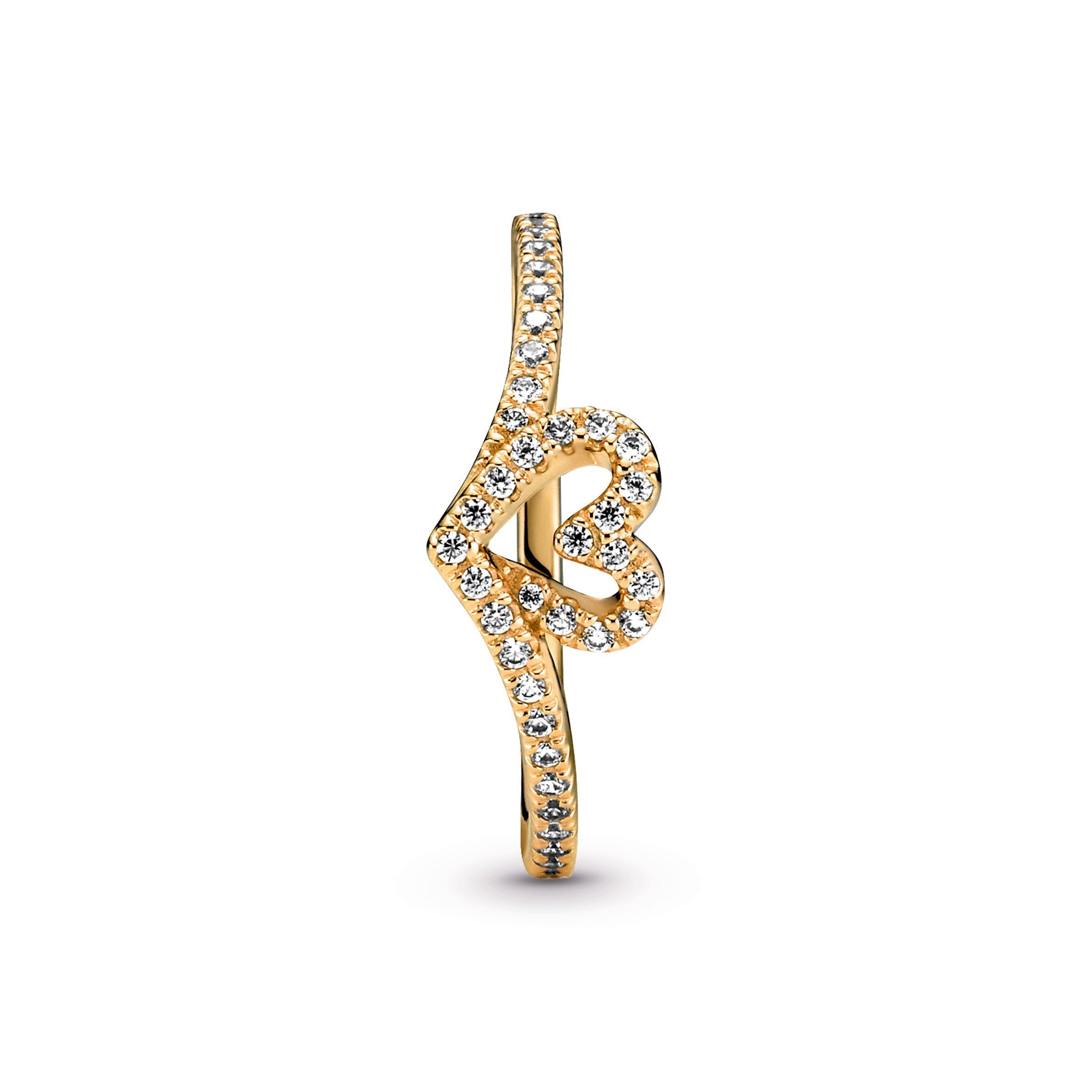 PANDORA Timeless Wish Sparkling Heart Ring 14K Gold Plated Unique Metal Blend Love Rings Statement Ring Jewelry Gift