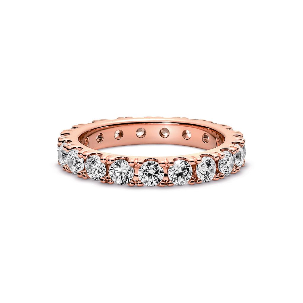 PANDORA Sparkling Row Eternity Ring 14K Rose Gold Plated Unique Metal Blend Weddings Rings Statement Ring Jewelry Gift