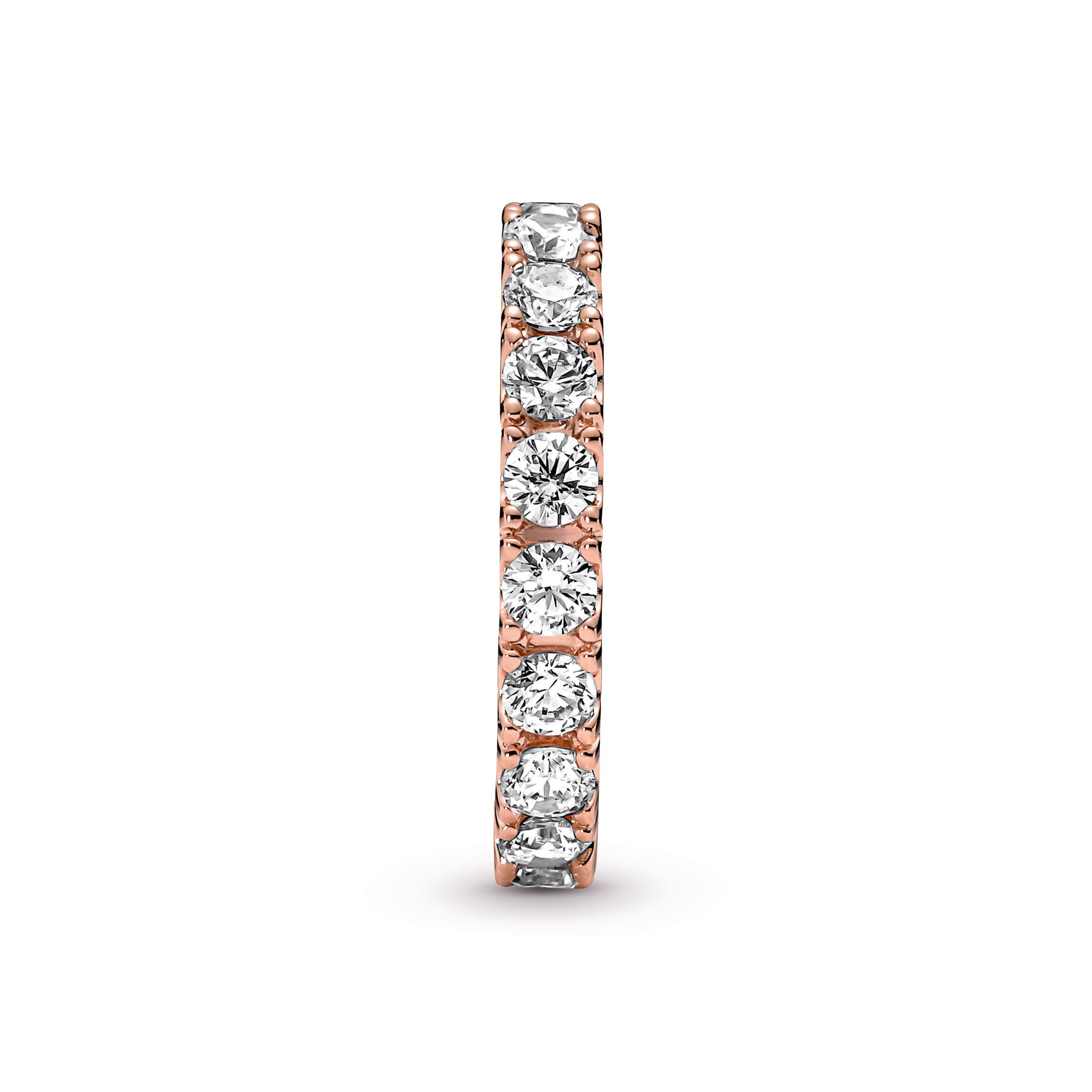 PANDORA Sparkling Row Eternity Ring 14K Rose Gold Plated Unique Metal Blend Weddings Rings Statement Ring Jewelry Gift