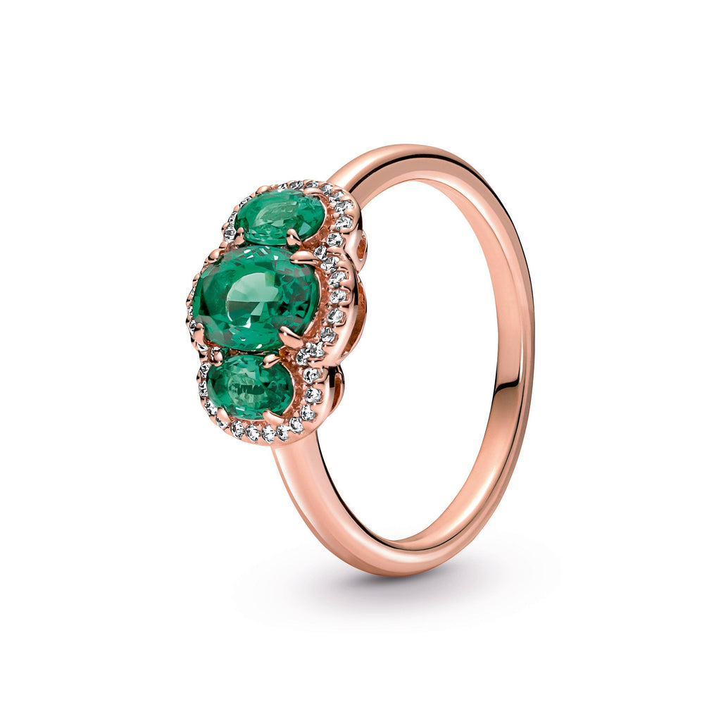 PANDORA Three Stone Vintage Ring 14K Rose Gold Plated Unique Metal Blend Weddings Rings Statement Ring Jewelry Gift