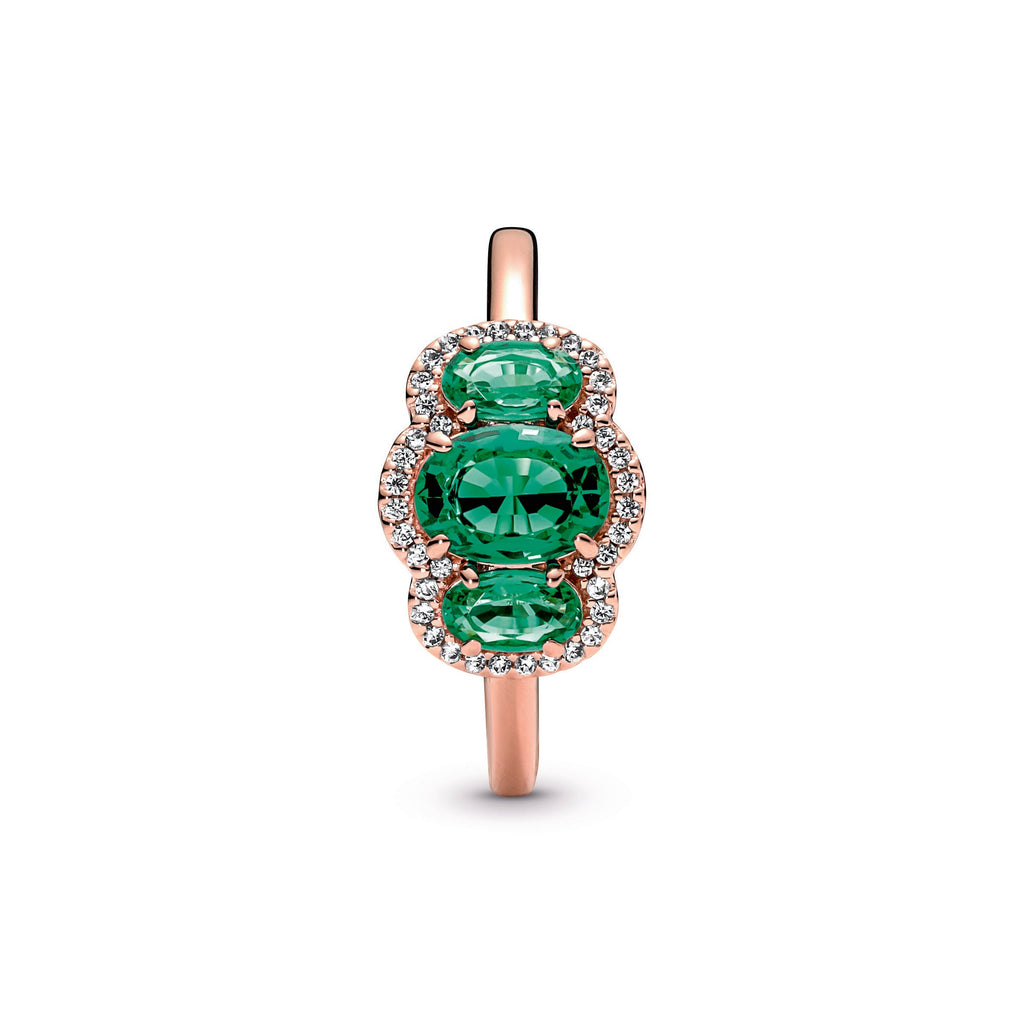 PANDORA Three Stone Vintage Ring 14K Rose Gold Plated Unique Metal Blend Weddings Rings Statement Ring Jewelry Gift
