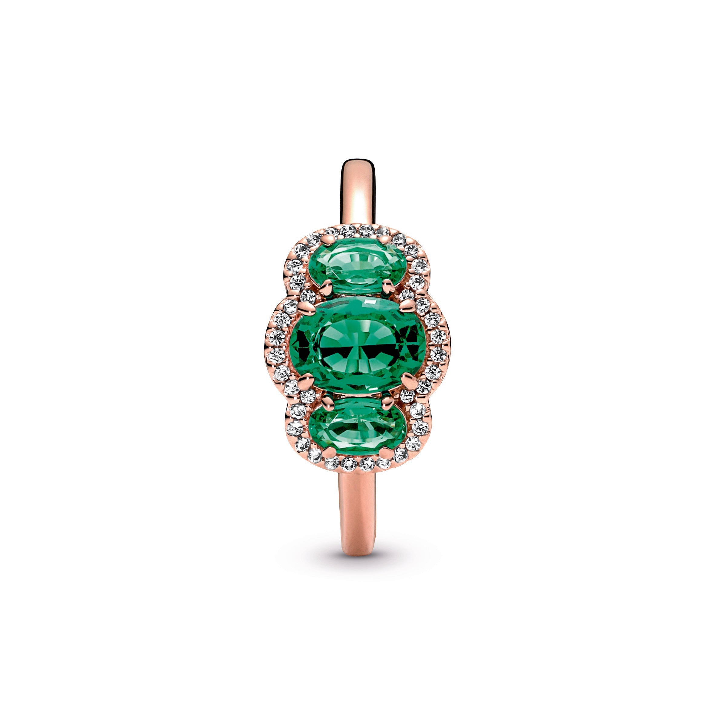 PANDORA Three Stone Vintage Ring 14K Rose Gold Plated Unique Metal Blend Weddings Rings Statement Ring Jewelry Gift