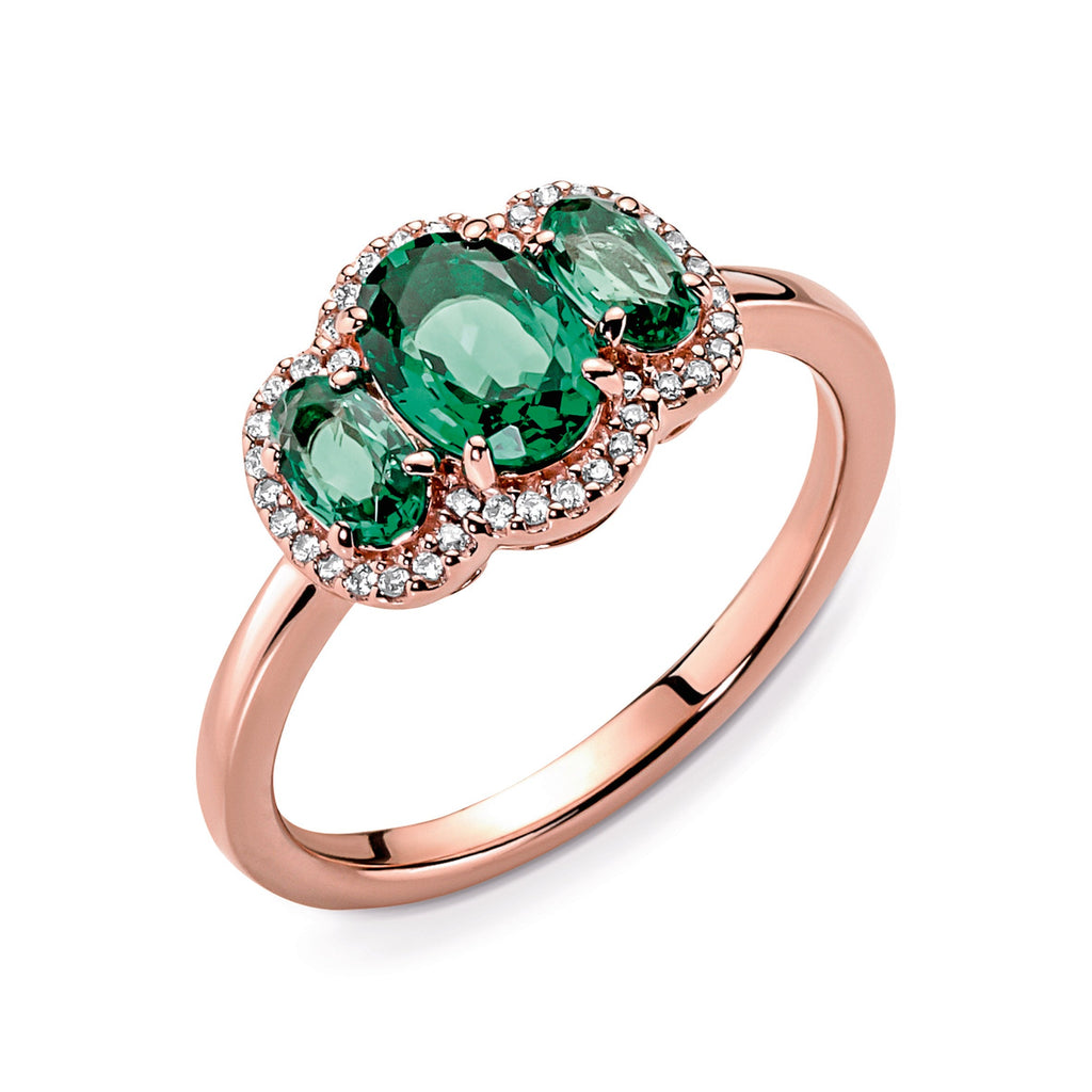 PANDORA Three Stone Vintage Ring 14K Rose Gold Plated Unique Metal Blend Weddings Rings Statement Ring Jewelry Gift