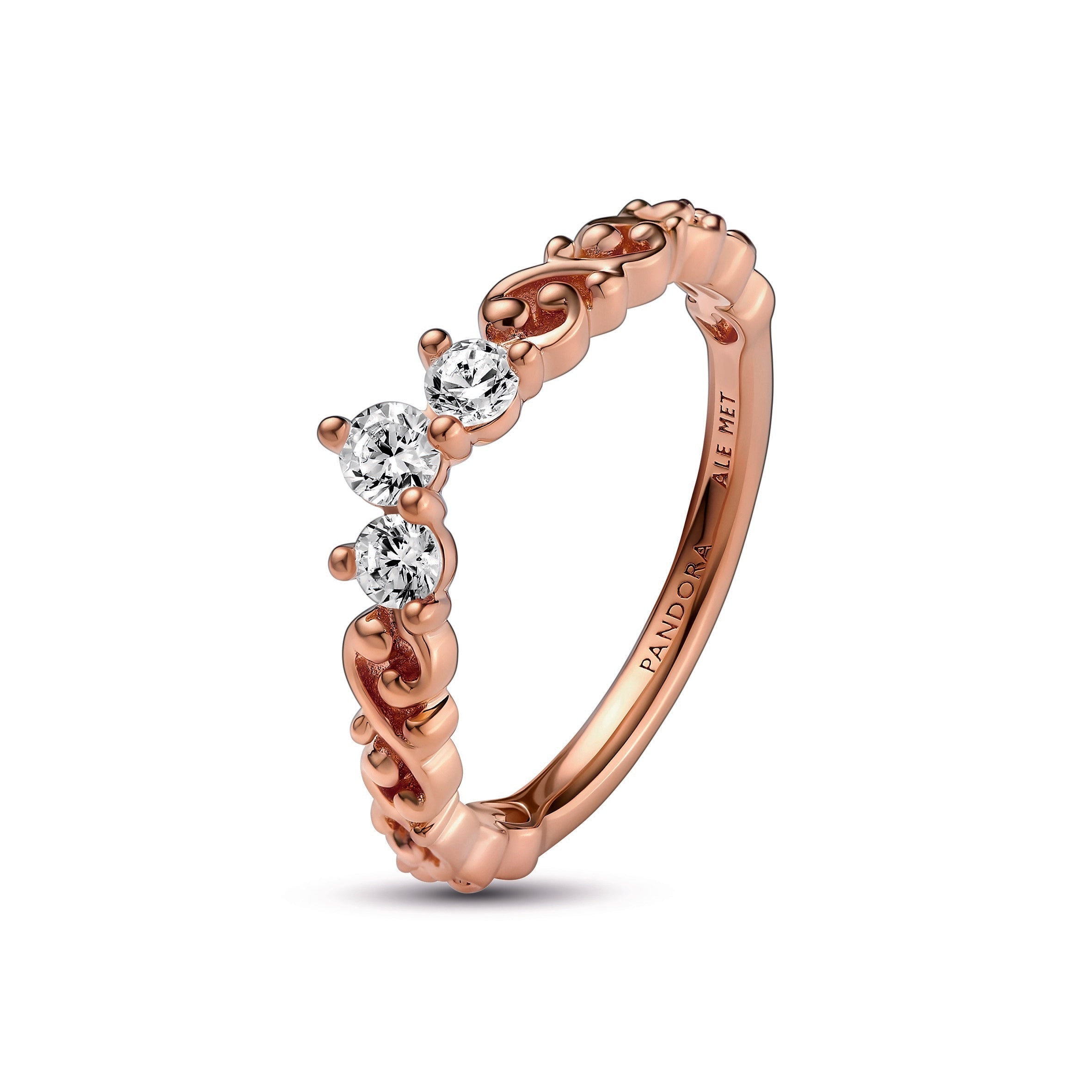 PANDORA Regal Swirl Tiara Ring 14K Rose Gold Plated Unique Metal Blend Rings Statement Ring Jewelry Gift