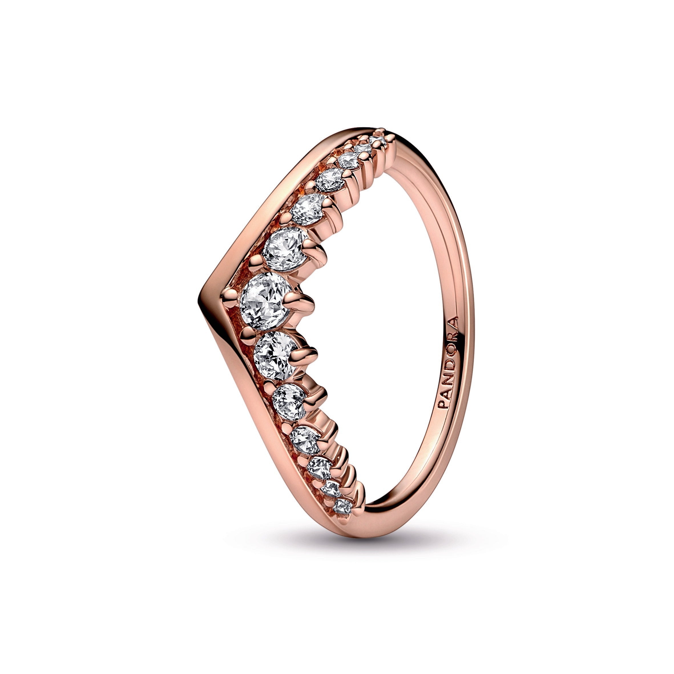 PANDORA Timeless Wish Floating Pavé Ring 14K Rose Gold Plated Unique Metal Blend Weddings Rings Statement Ring Jewelry Gift