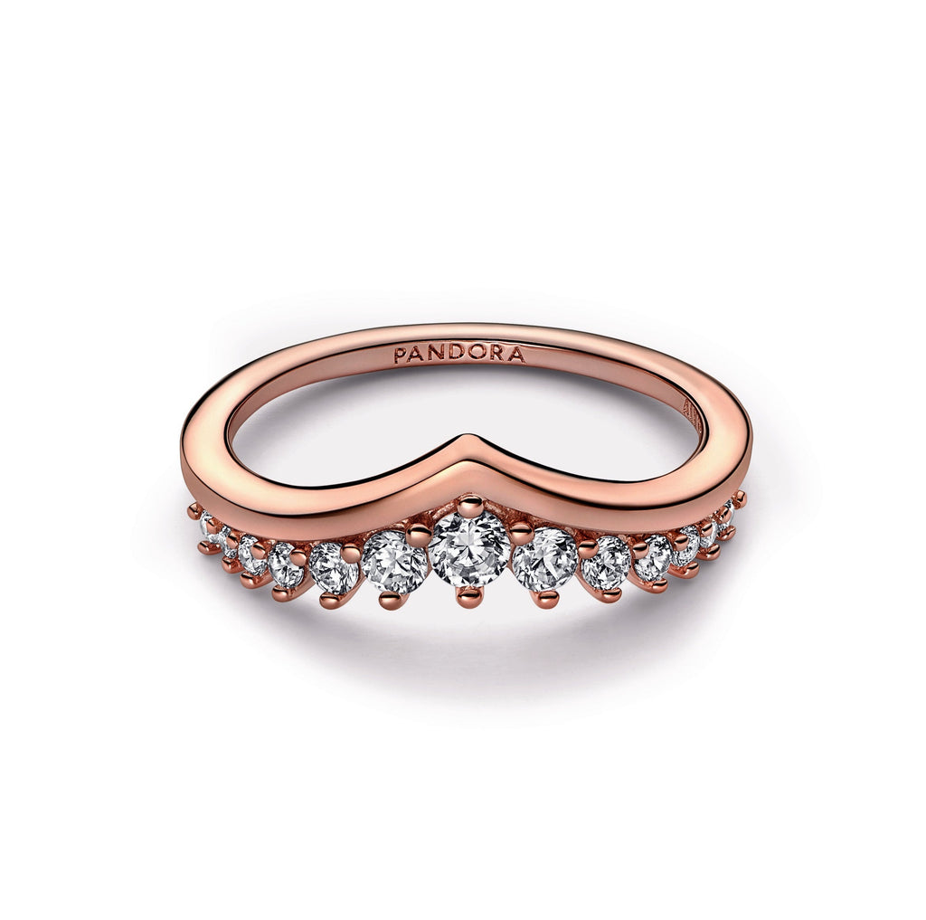 PANDORA Timeless Wish Floating Pavé Ring 14K Rose Gold Plated Unique Metal Blend Weddings Rings Statement Ring Jewelry Gift
