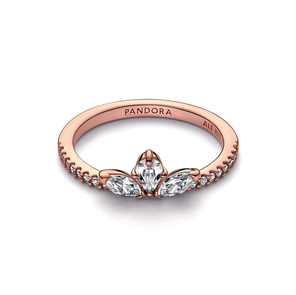 PANDORA Sparkling Herbarium Cluster Ring 14K Rose Gold Plated Unique Metal Blend Rings Statement Ring Jewelry Gift