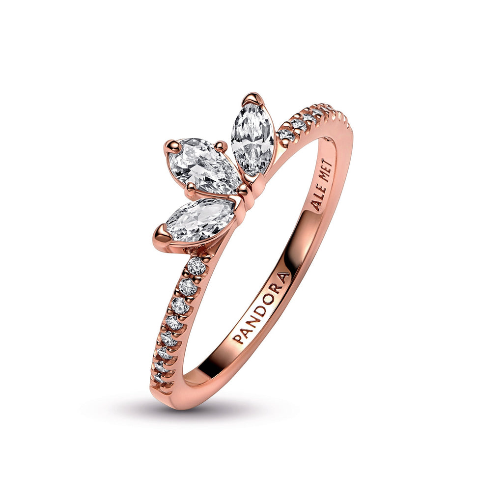 PANDORA Sparkling Herbarium Cluster Ring 14K Rose Gold Plated Unique Metal Blend Rings Statement Ring Jewelry Gift