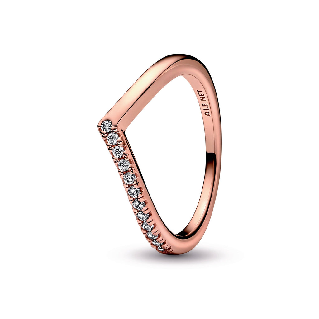 PANDORA Timeless Wish Half Sparkling Ring 14K Rose Gold Plated Unique Metal Blend Weddings Rings Statement Ring Jewelry Gift