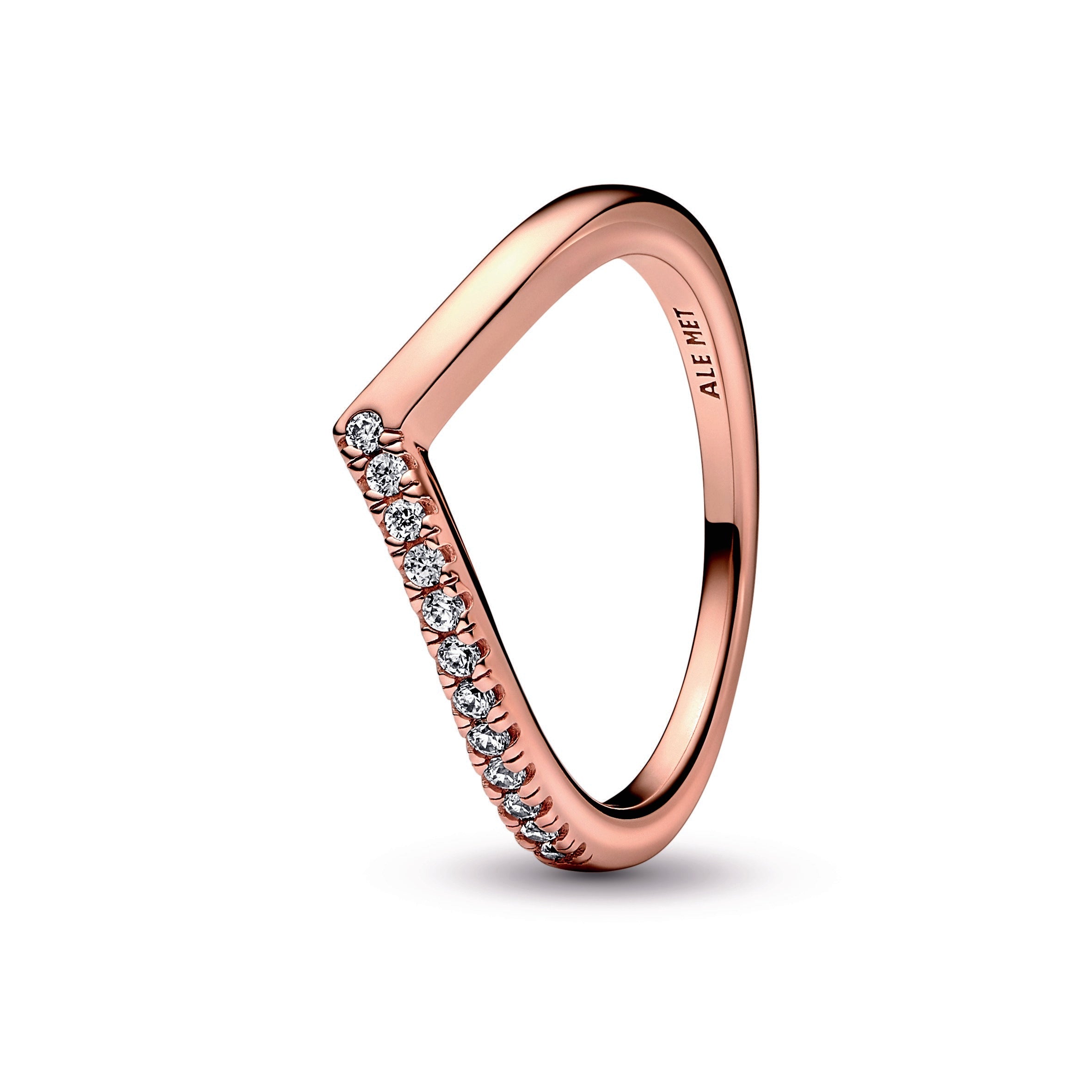 PANDORA Timeless Wish Half Sparkling Ring 14K Rose Gold Plated Unique Metal Blend Weddings Rings Statement Ring Jewelry Gift