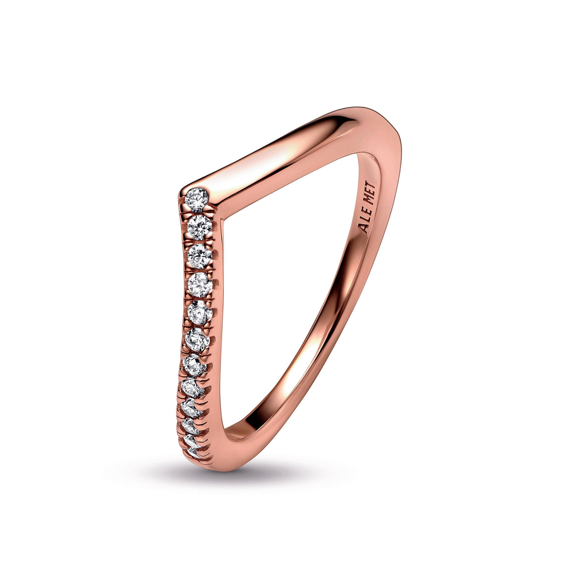 PANDORA Timeless Wish Half Sparkling Ring 14K Rose Gold Plated Unique Metal Blend Weddings Rings Statement Ring Jewelry Gift