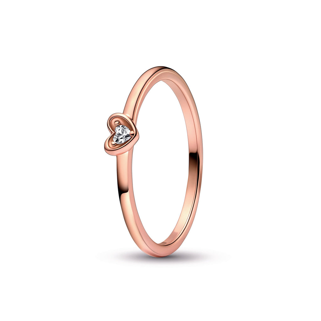 PANDORA Radiant Heart Ring 14K Rose Gold Plated Unique Metal Blend Rings Statement Ring Jewelry Gift