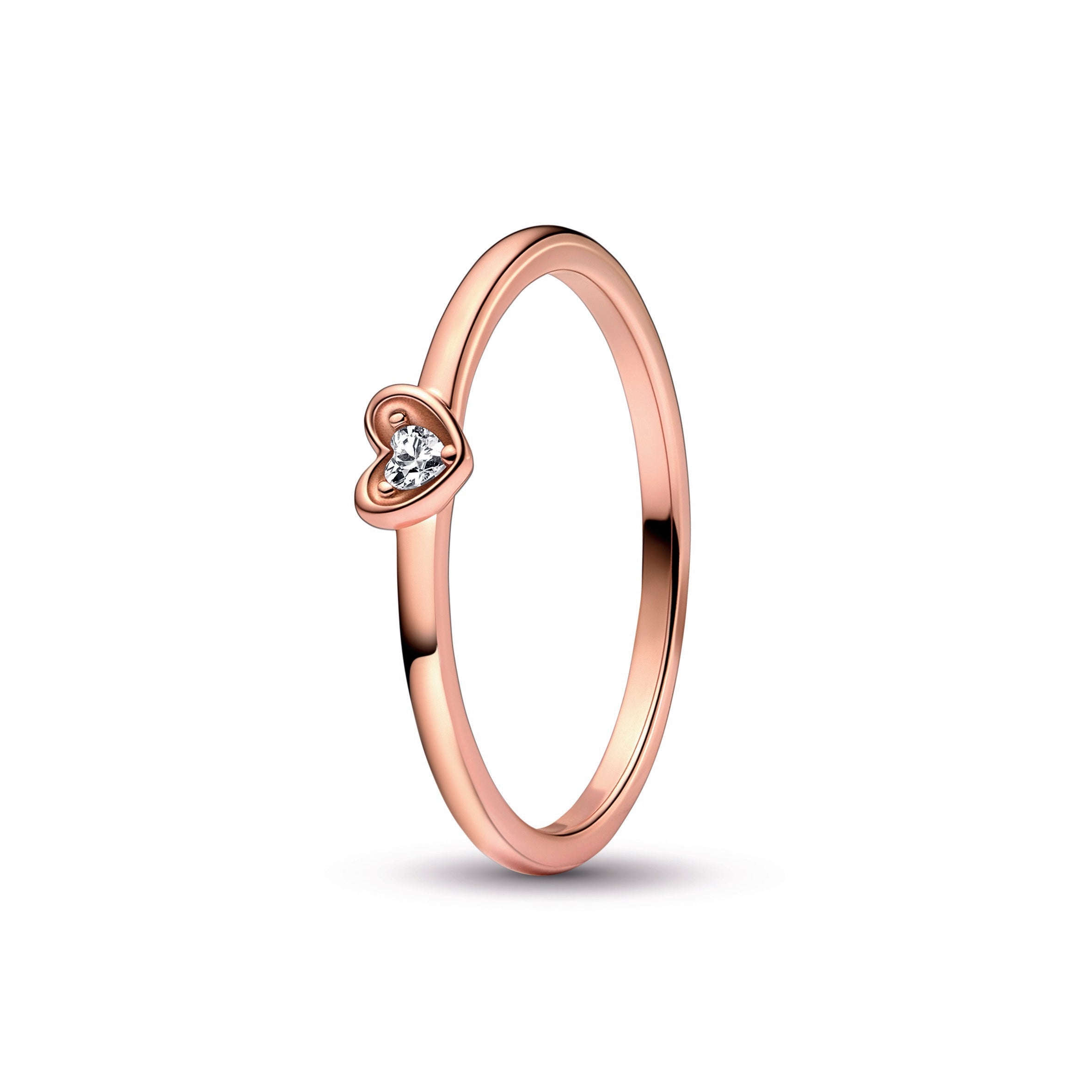 PANDORA Radiant Heart Ring 14K Rose Gold Plated Unique Metal Blend Rings Statement Ring Jewelry Gift