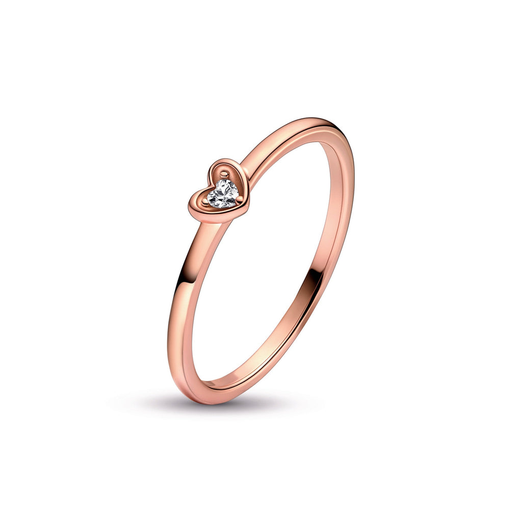 PANDORA Radiant Heart Ring 14K Rose Gold Plated Unique Metal Blend Rings Statement Ring Jewelry Gift