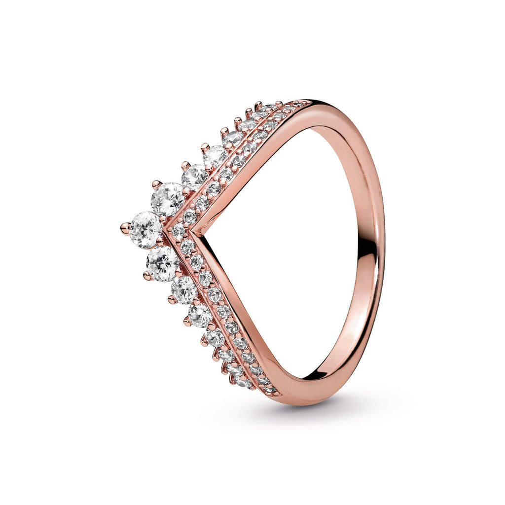 PANDORA Princess Wishbone Ring 14K Rose Gold Plated Unique Metal Blend Rings Statement Ring Jewelry Gift
