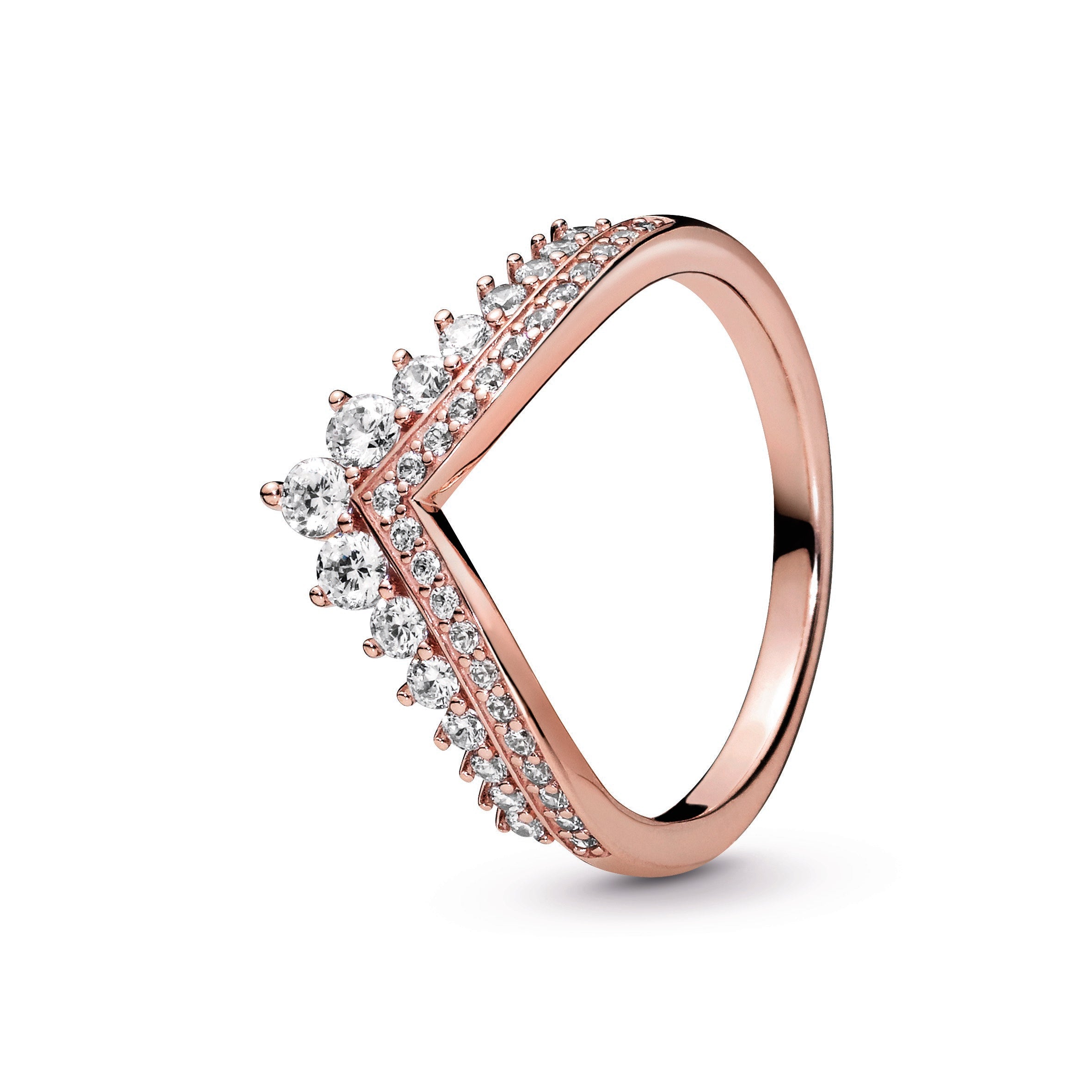 PANDORA Princess Wishbone Ring 14K Rose Gold Plated Unique Metal Blend Rings Statement Ring Jewelry Gift