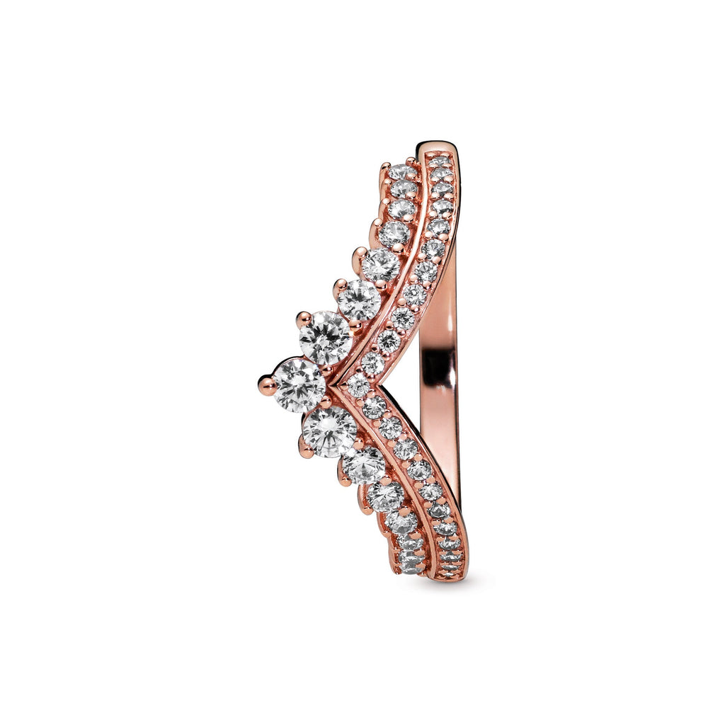 PANDORA Princess Wishbone Ring 14K Rose Gold Plated Unique Metal Blend Rings Statement Ring Jewelry Gift