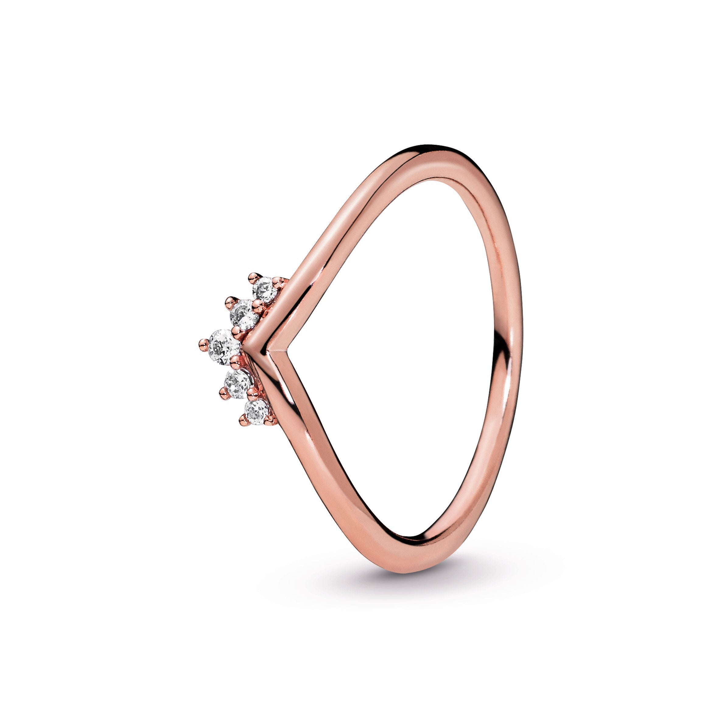 PANDORA Tiara Wishbone Ring 14K Rose Gold Plated Unique Metal Blend Rings Statement Ring Jewelry Gift