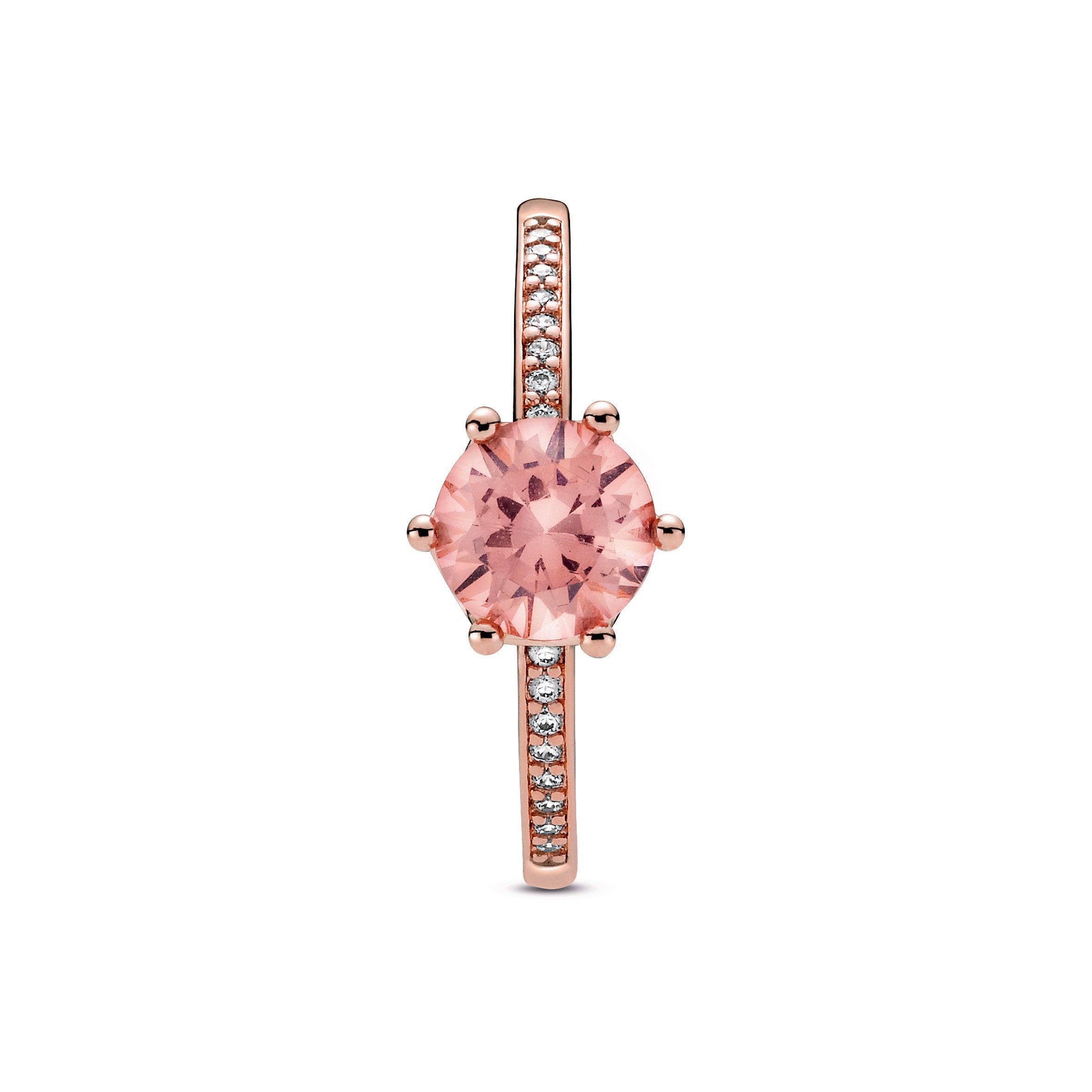PANDORA Pink Sparkling Crown Solitaire Ring 14K Rose Gold Plated Unique Metal Blend Rings Statement Ring Jewelry Gift