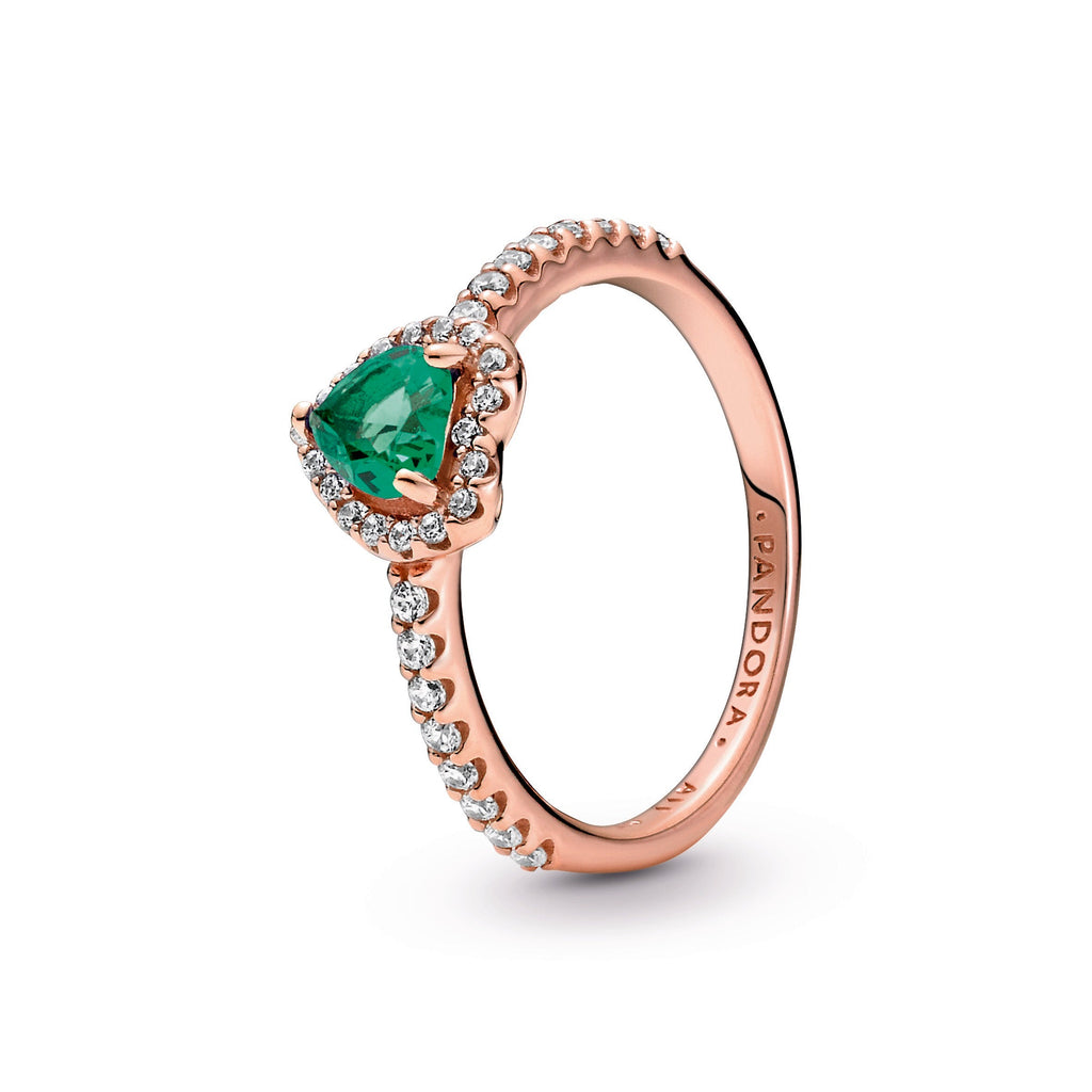 PANDORA Sparkling Elevated Heart Ring 14K Rose Gold Plated Unique Metal Blend Weddings Rings Statement Ring Jewelry Gift
