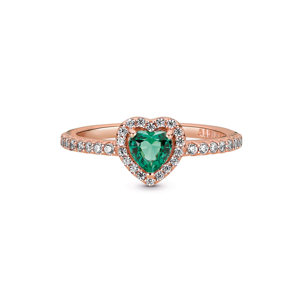 PANDORA Sparkling Elevated Heart Ring 14K Rose Gold Plated Unique Metal Blend Weddings Rings Statement Ring Jewelry Gift