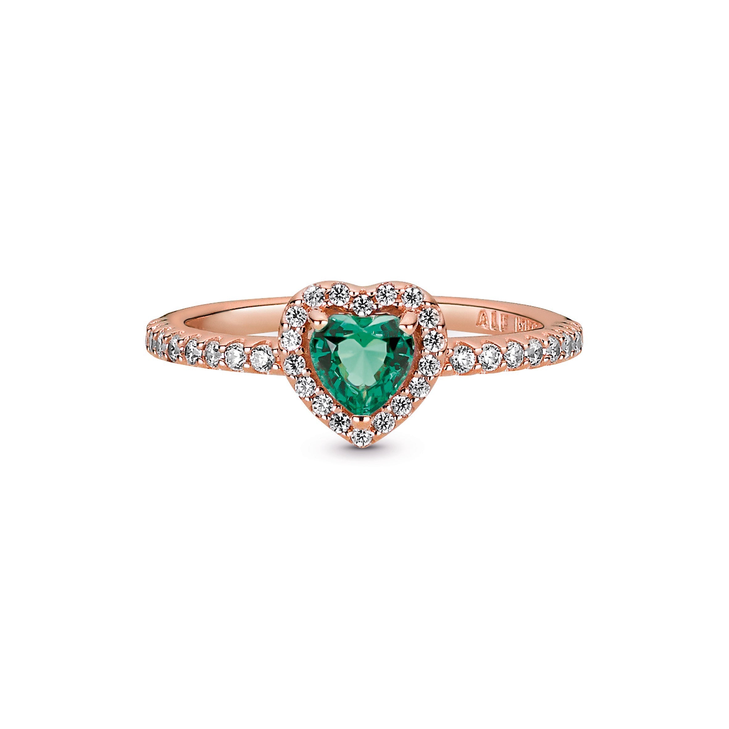 PANDORA Sparkling Elevated Heart Ring 14K Rose Gold Plated Unique Metal Blend Weddings Rings Statement Ring Jewelry Gift