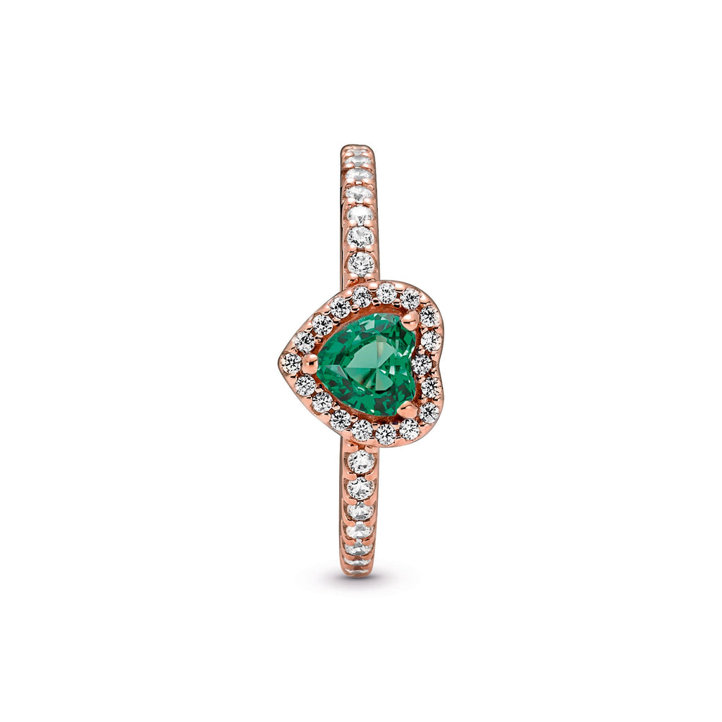 PANDORA Sparkling Elevated Heart Ring 14K Rose Gold Plated Unique Metal Blend Weddings Rings Statement Ring Jewelry Gift