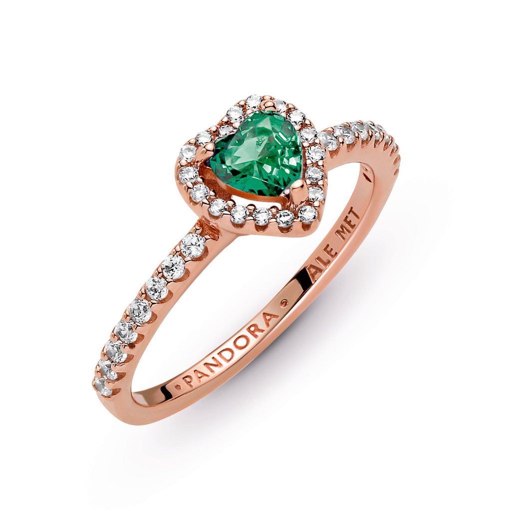 PANDORA Sparkling Elevated Heart Ring 14K Rose Gold Plated Unique Metal Blend Weddings Rings Statement Ring Jewelry Gift