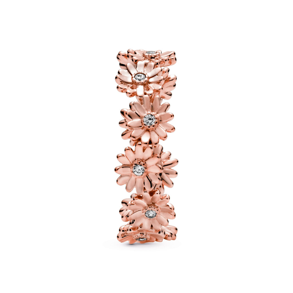PANDORA Sparkling Daisy Flower Crown Ring 14K Rose Gold Plated Unique Metal Blend Floral Rings Statement Ring Jewelry Gift
