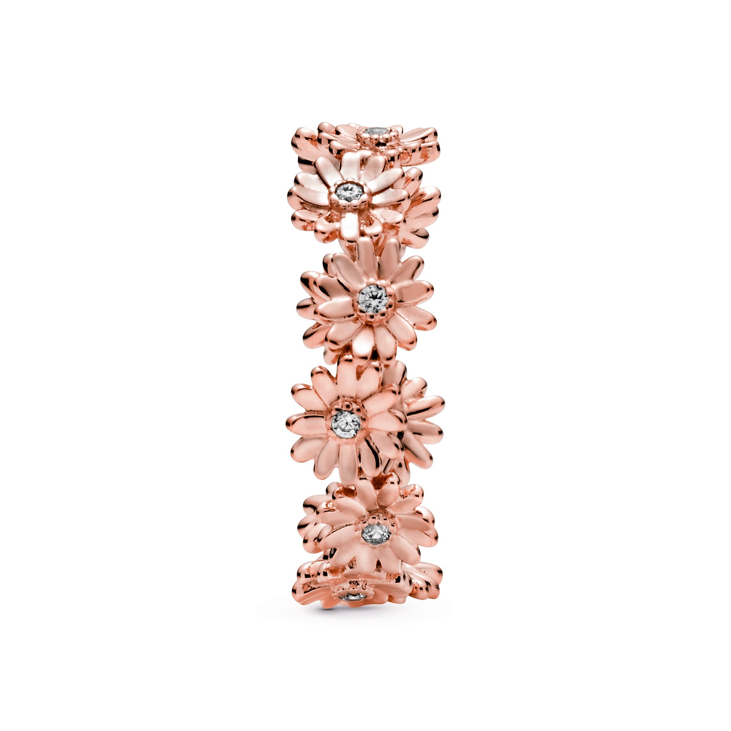 PANDORA Sparkling Daisy Flower Crown Ring 14K Rose Gold Plated Unique Metal Blend Floral Rings Statement Ring Jewelry Gift
