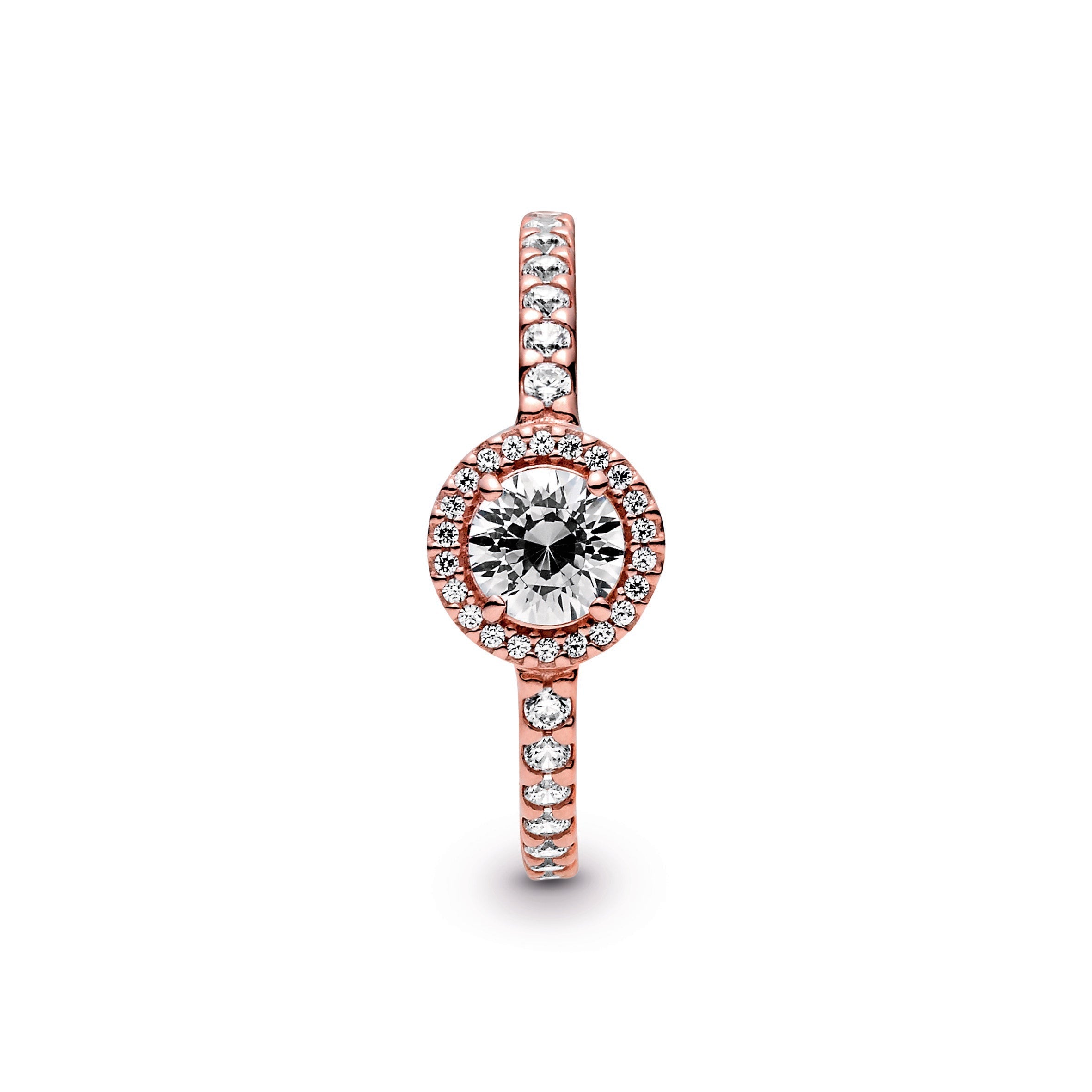 PANDORA Classic Sparkle Halo Ring 14K Rose Gold Plated Unique Metal Blend Weddings Rings Statement Ring Jewelry Gift