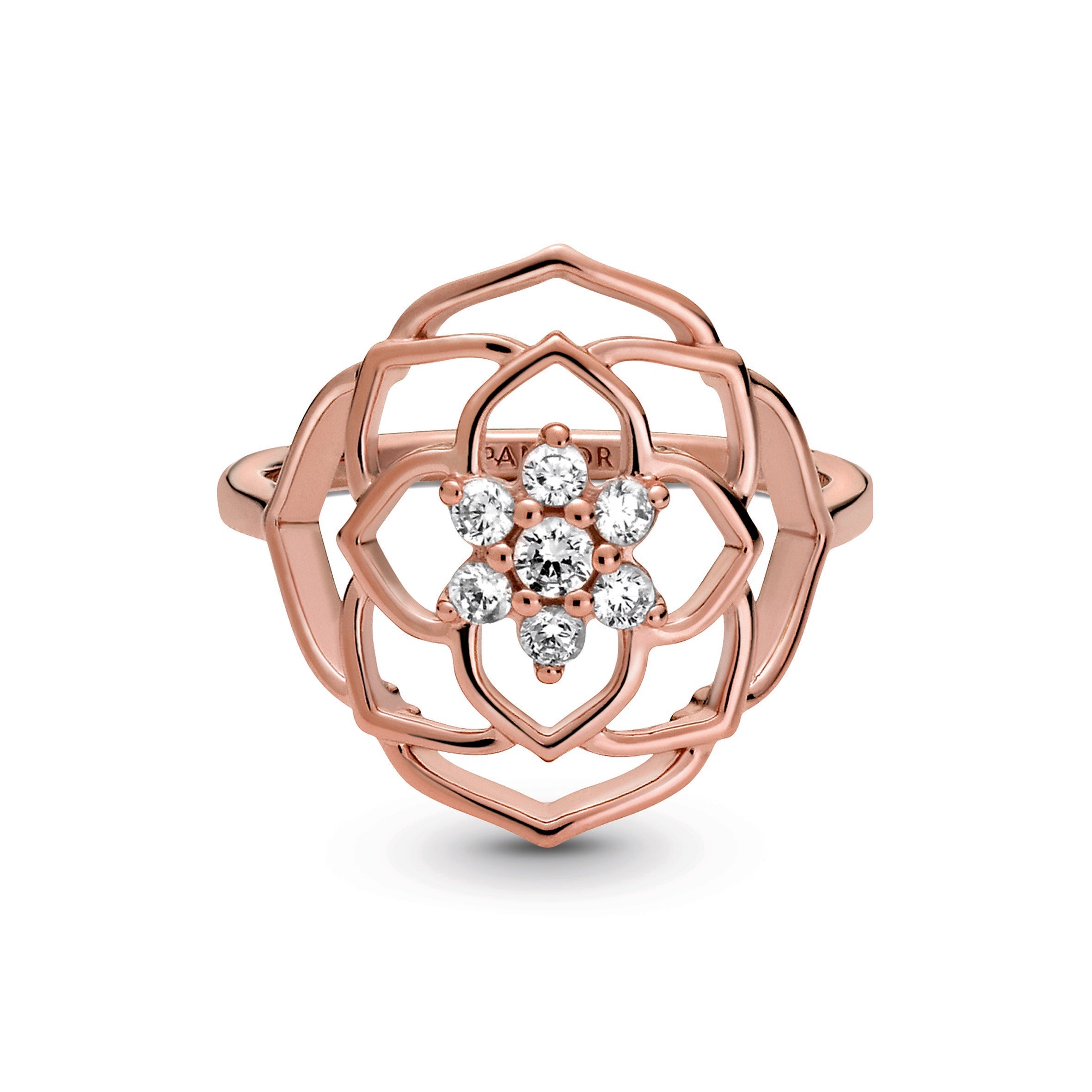 PANDORA Rose Petals Statement Ring 14K Rose Gold Plated Unique Metal Blend Floral Rings Jewelry Gift