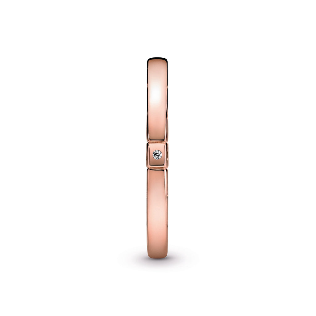 PANDORA Logo And Hearts Ring 14K Rose Gold Plated Unique Metal Blend Rings Statement Ring Jewelry Gift