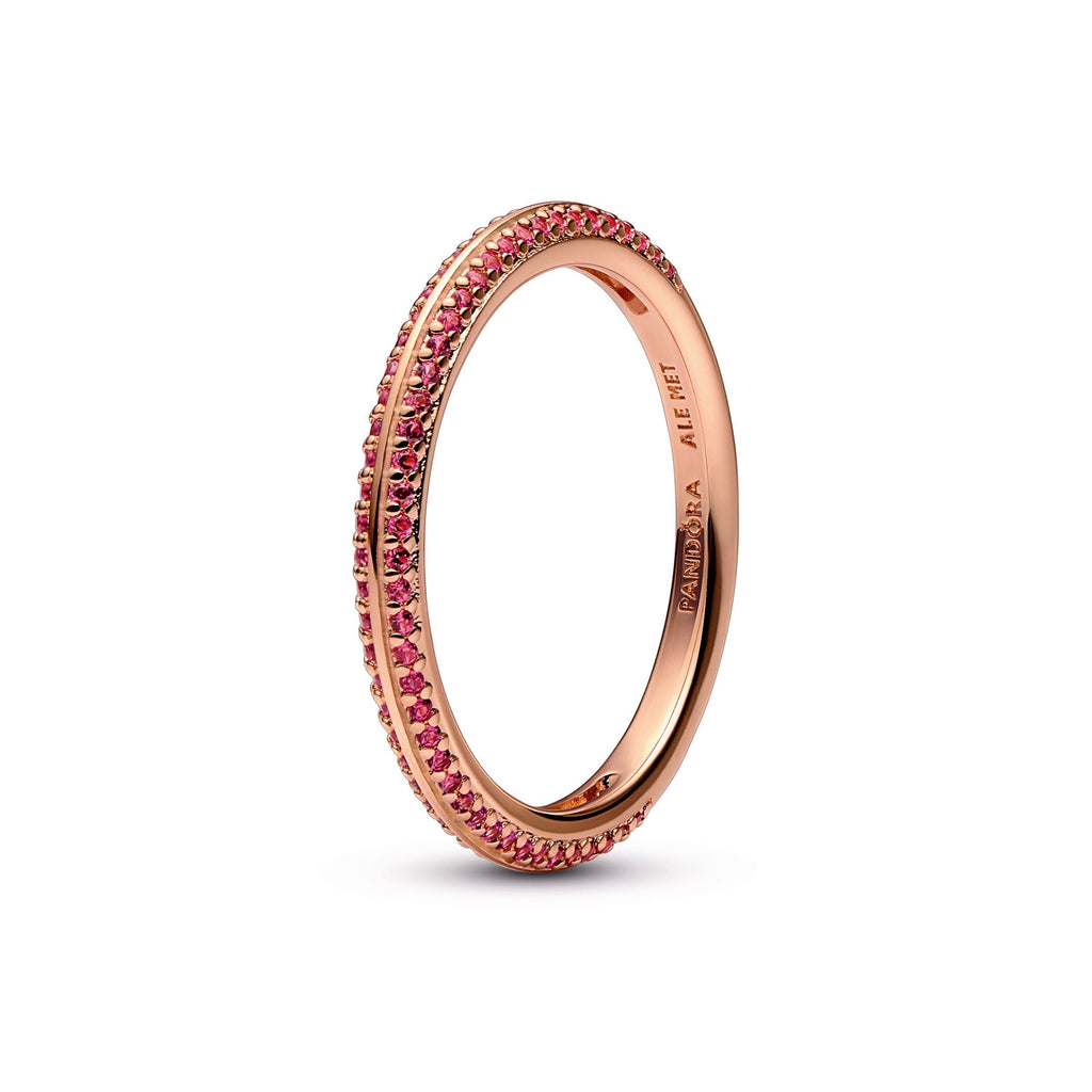 PANDORA ME Red Pavé Ring 14K Rose Gold Plated Unique Metal Blend Rings Statement Ring Jewelry Gift