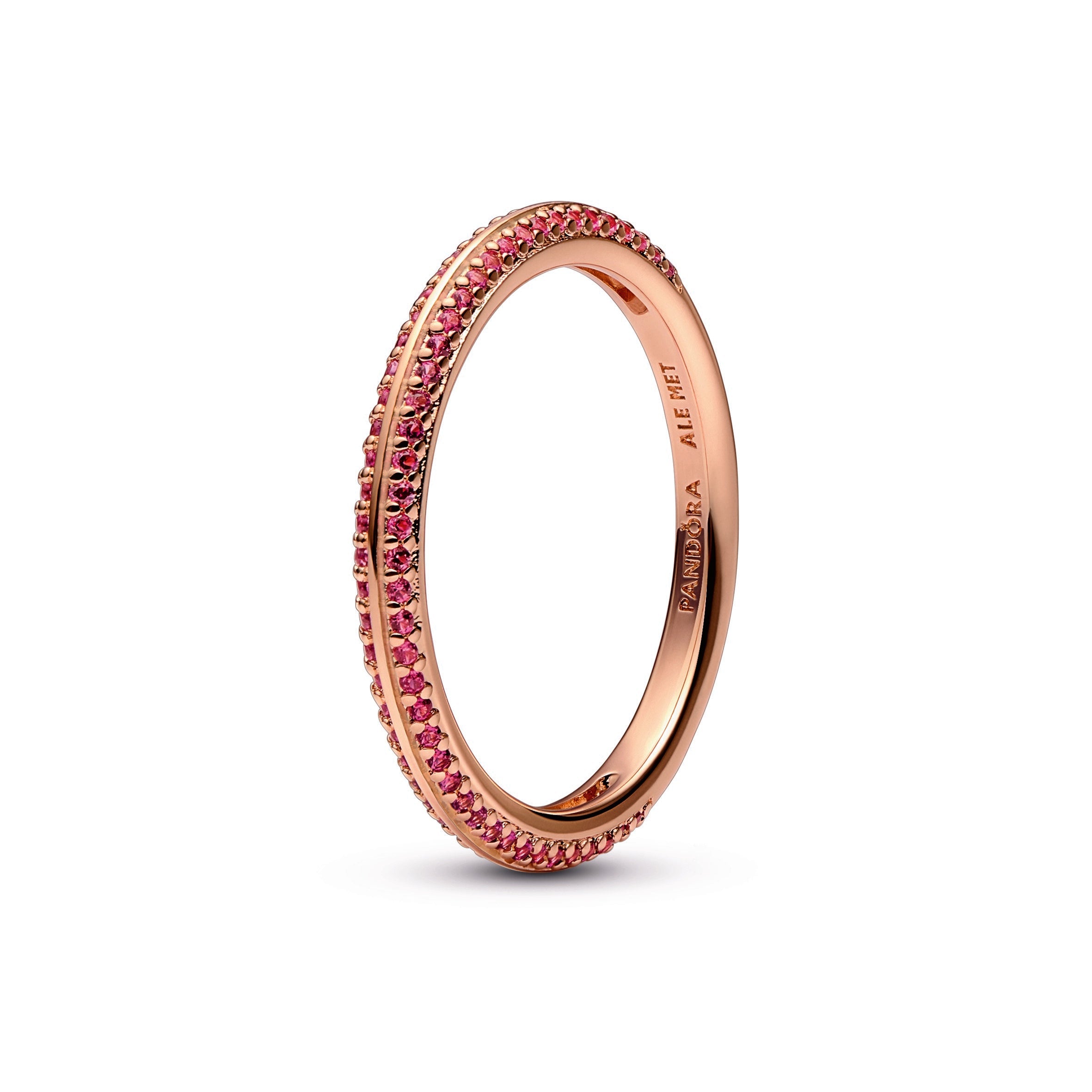 PANDORA ME Red Pavé Ring 14K Rose Gold Plated Unique Metal Blend Rings Statement Ring Jewelry Gift