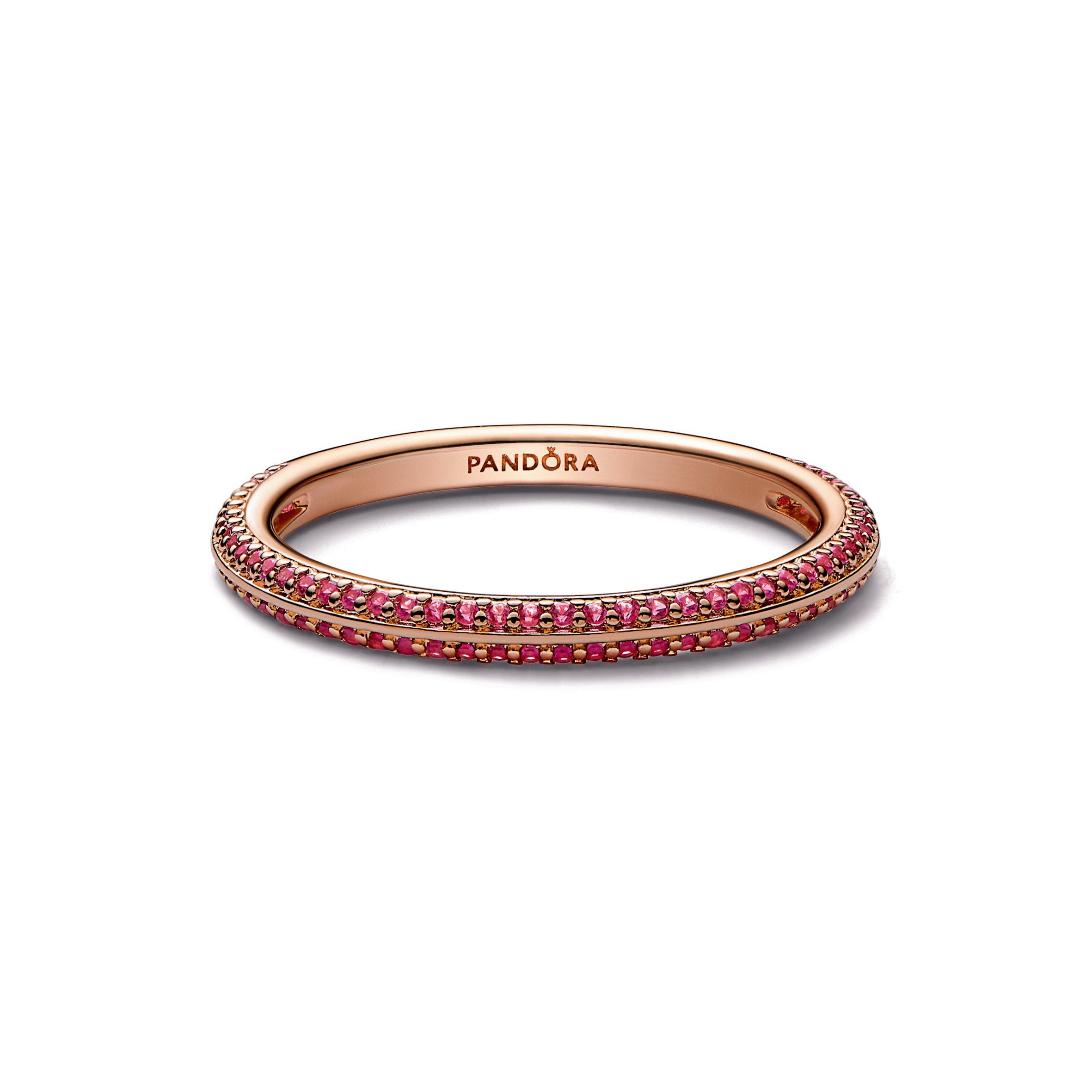PANDORA ME Red Pavé Ring 14K Rose Gold Plated Unique Metal Blend Rings Statement Ring Jewelry Gift
