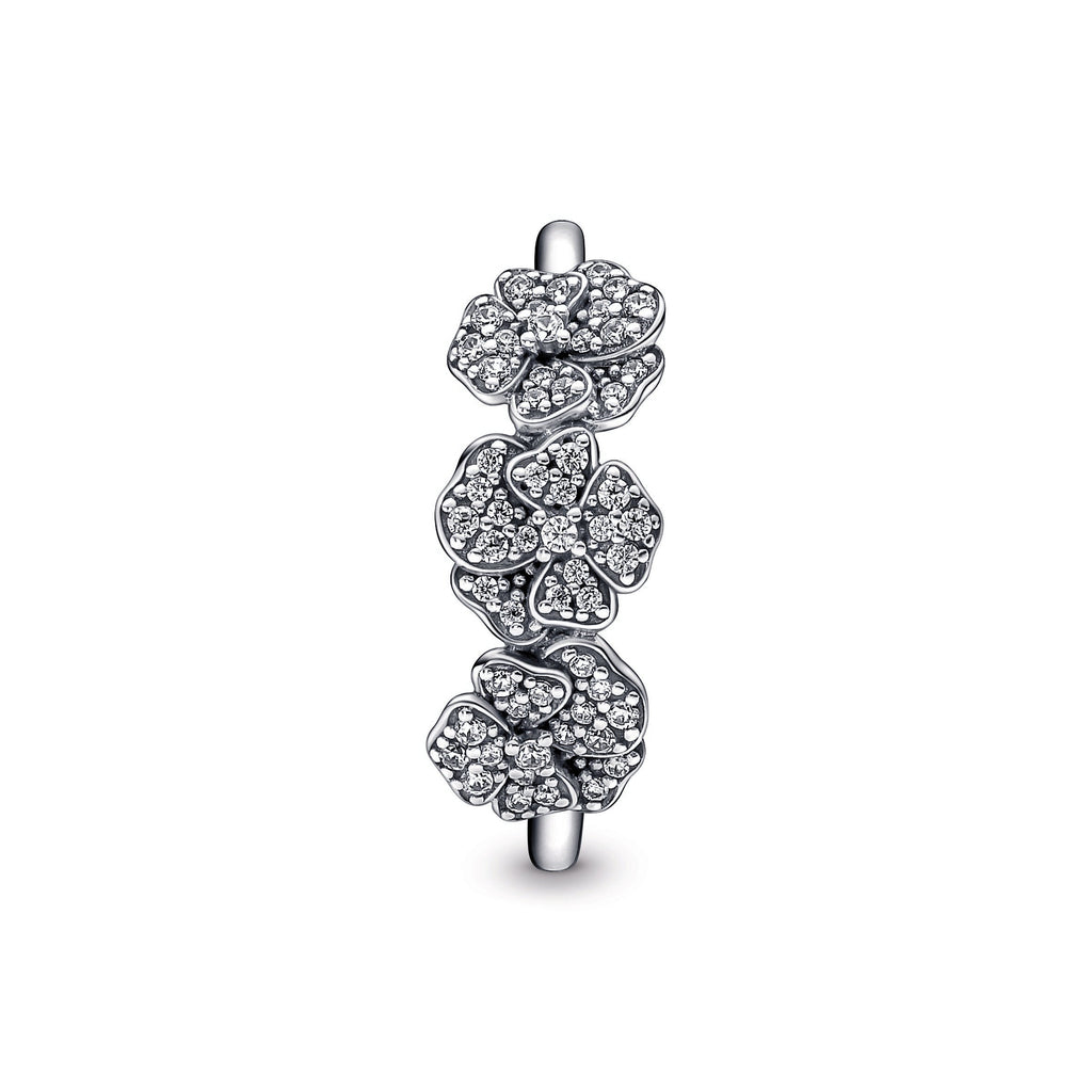 PANDORA Triple Pansy Flower Ring Cubic Zirconia Rings Statement Ring Jewelry Gift