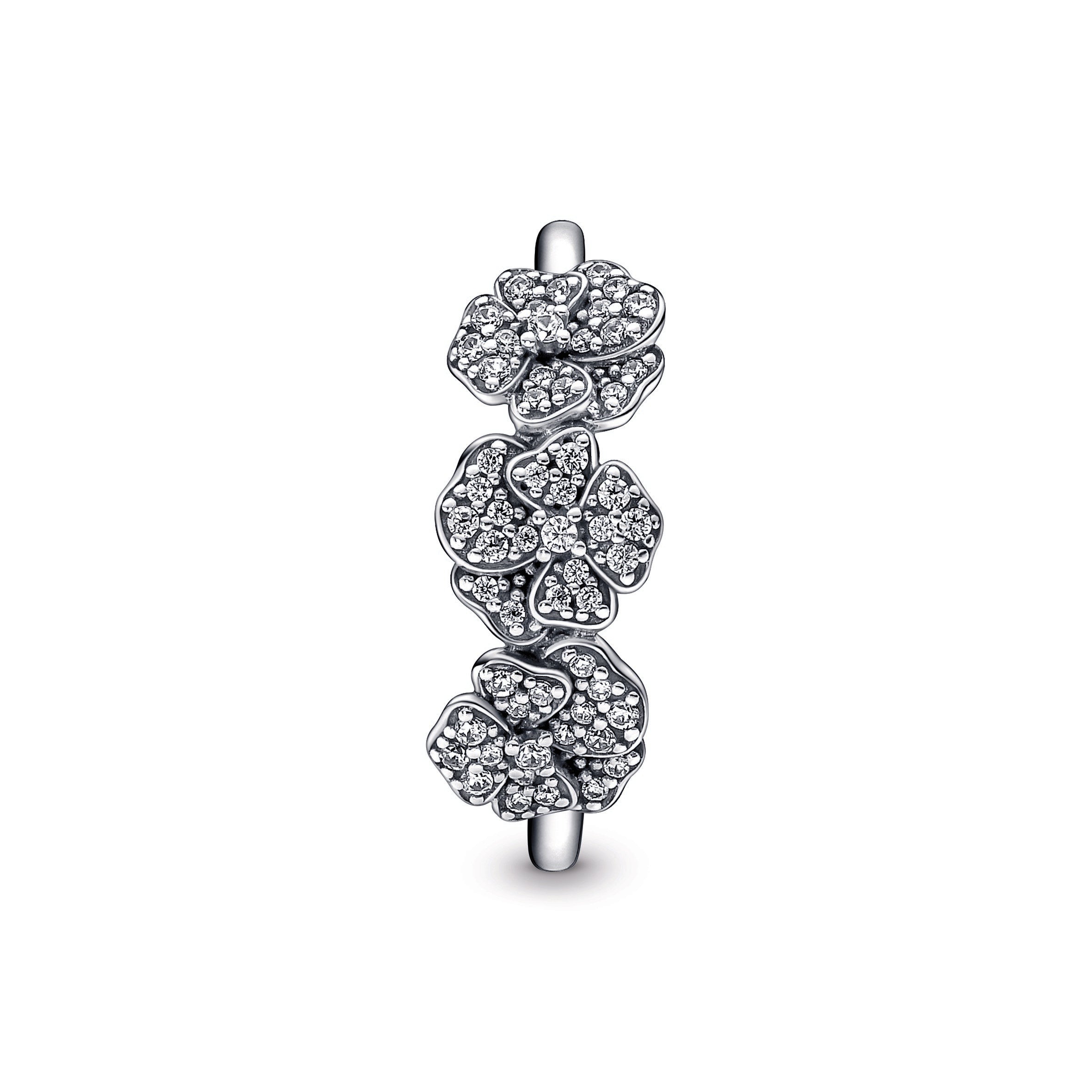 PANDORA Triple Pansy Flower Ring Cubic Zirconia Rings Statement Ring Jewelry Gift