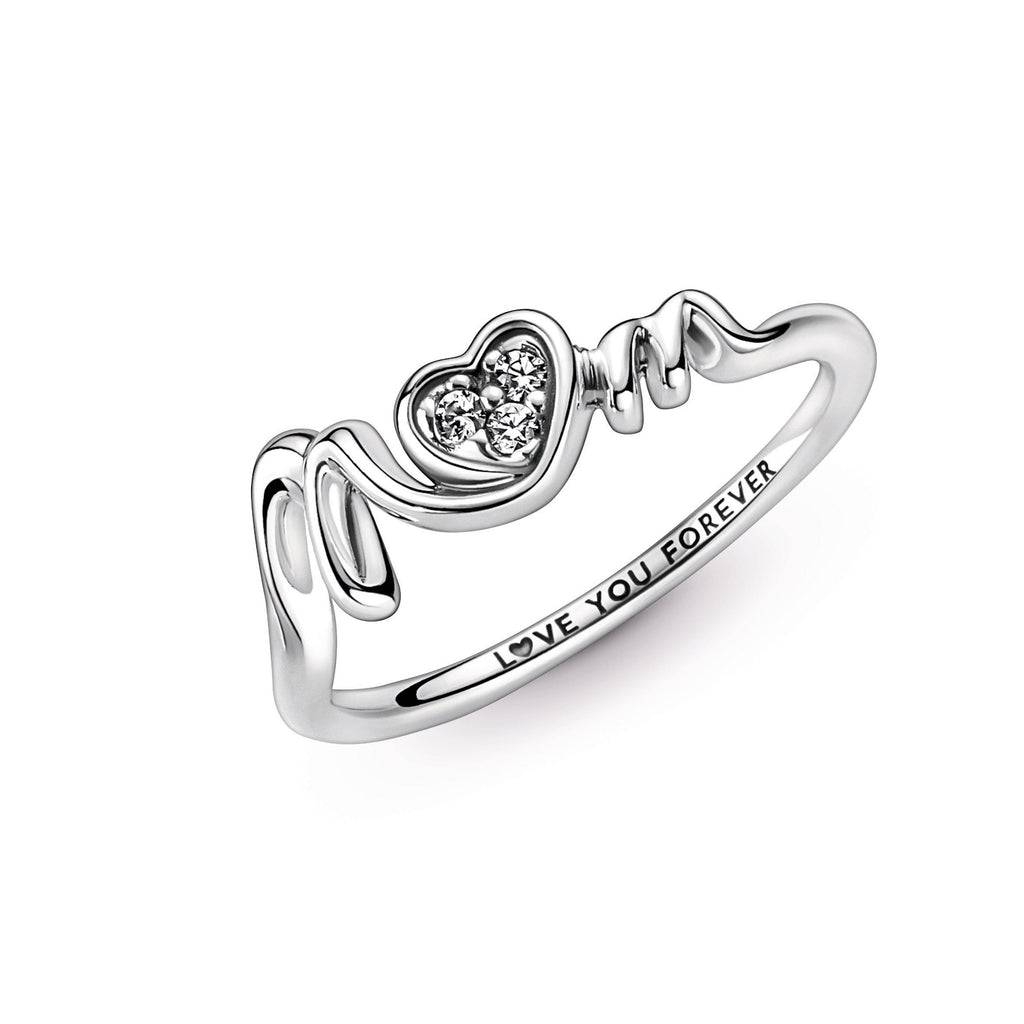 PANDORA Mum Pavé Heart Ring Cubic Zirconia Rings Statement Ring Jewelry Gift