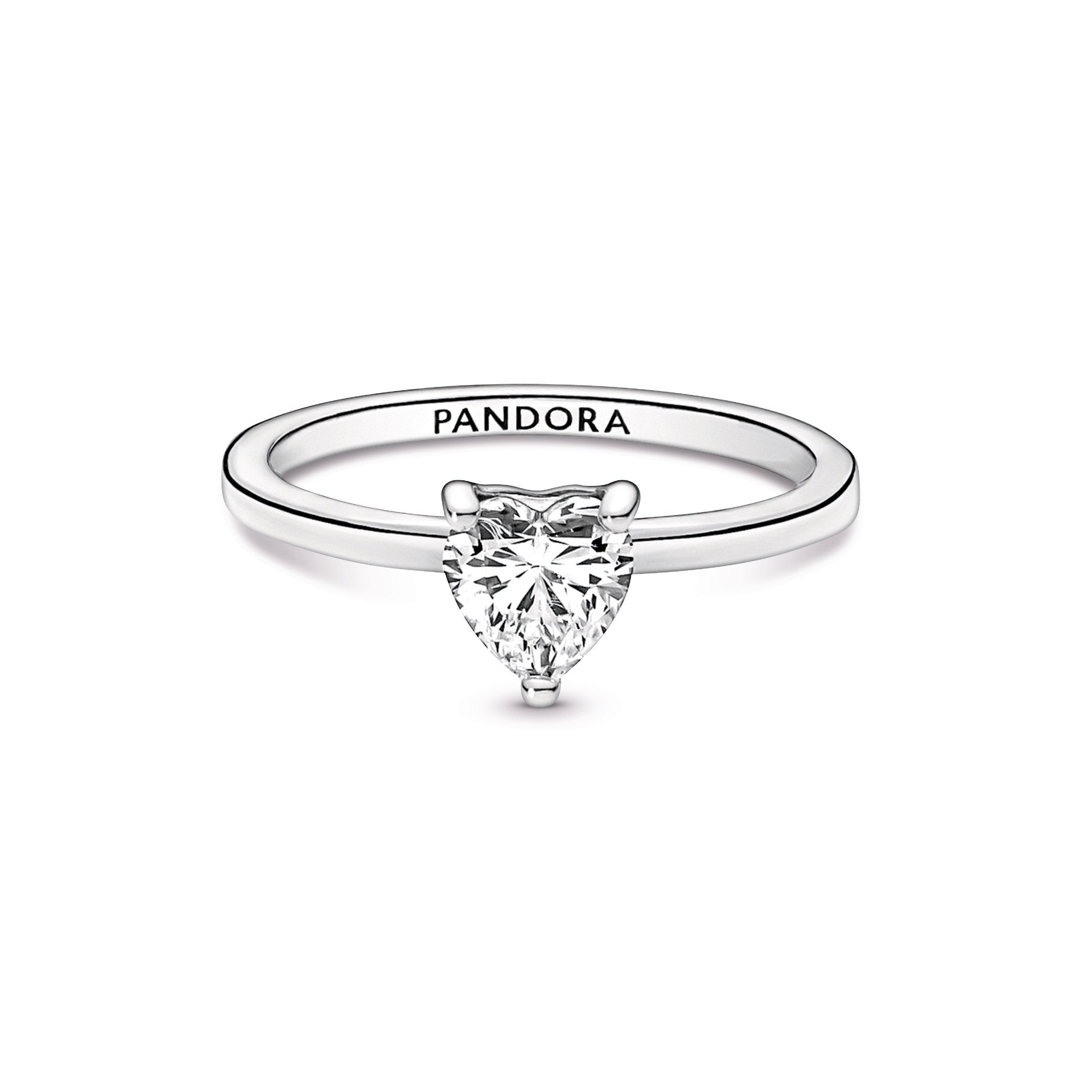 PANDORA Sparkling Heart Solitaire Ring Cubic Zirconia Rings Statement Ring Jewelry Gift