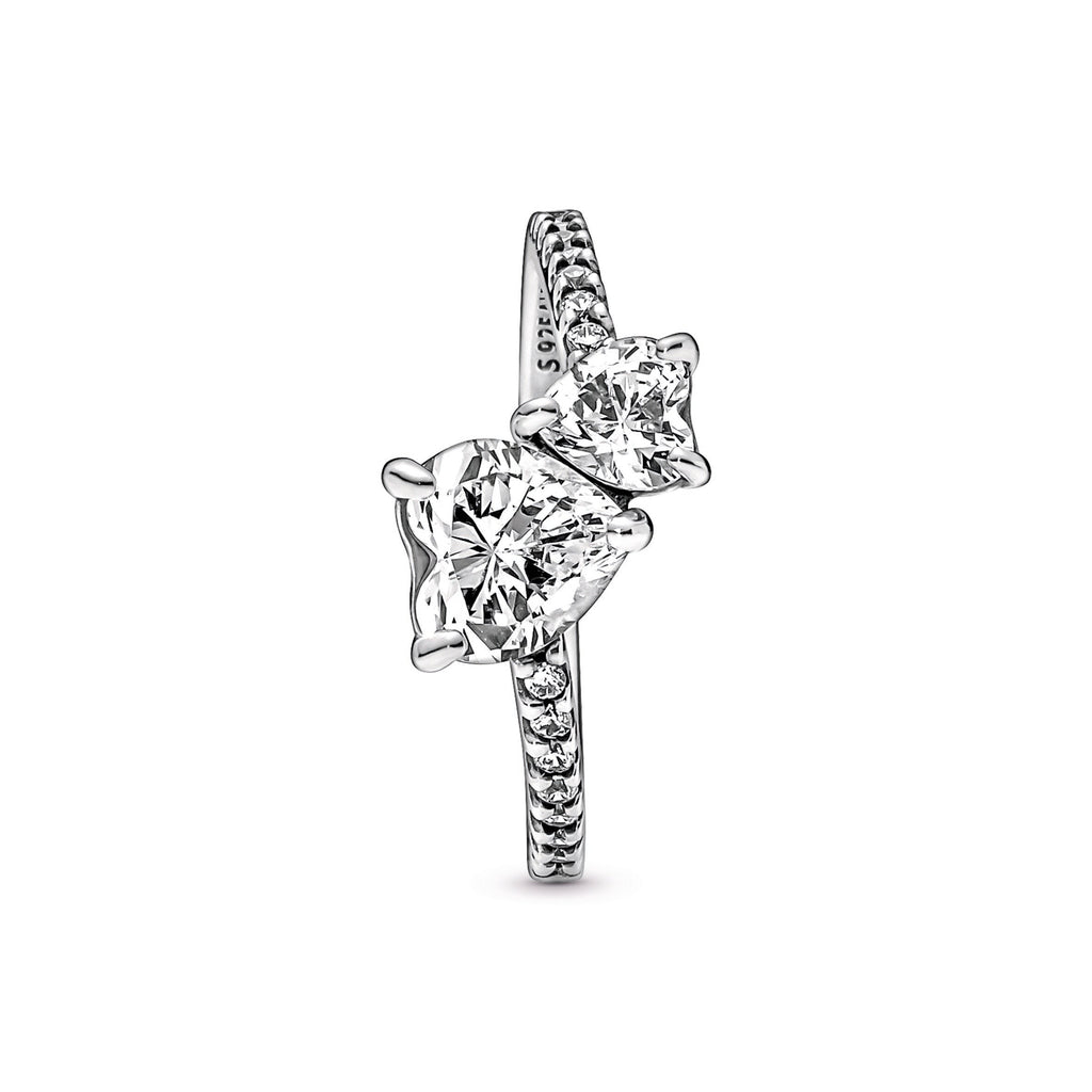 PANDORA Double Heart Sparkling Ring Cubic Zirconia Rings Statement Ring Jewelry Gift
