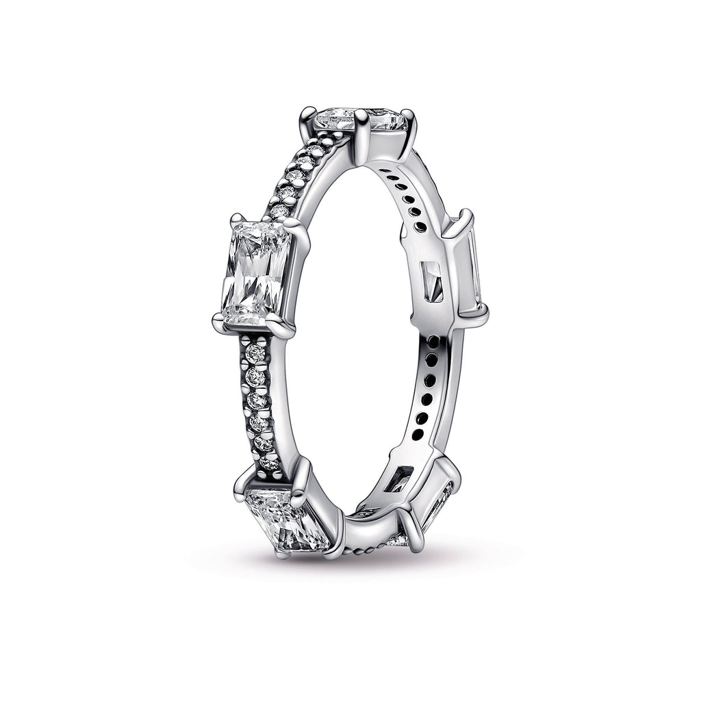 PANDORA Rectangular Bars Sparkling Pavé Ring Cubic Zirconia Weddings Rings Statement Ring Jewelry Gift