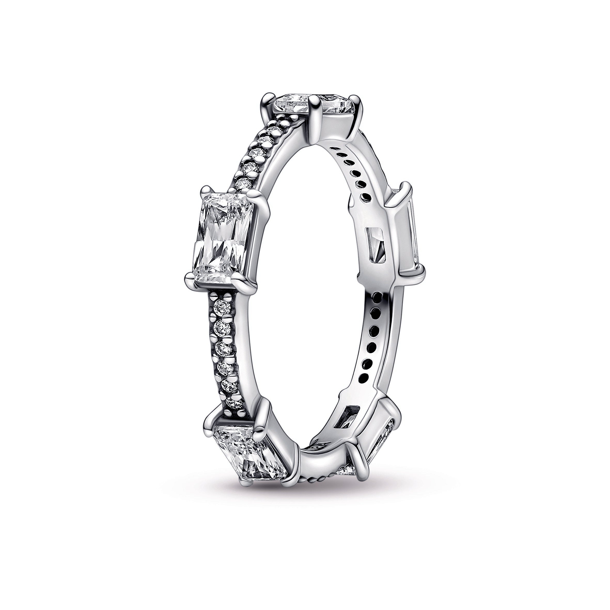 PANDORA Rectangular Bars Sparkling Pavé Ring Cubic Zirconia Weddings Rings Statement Ring Jewelry Gift